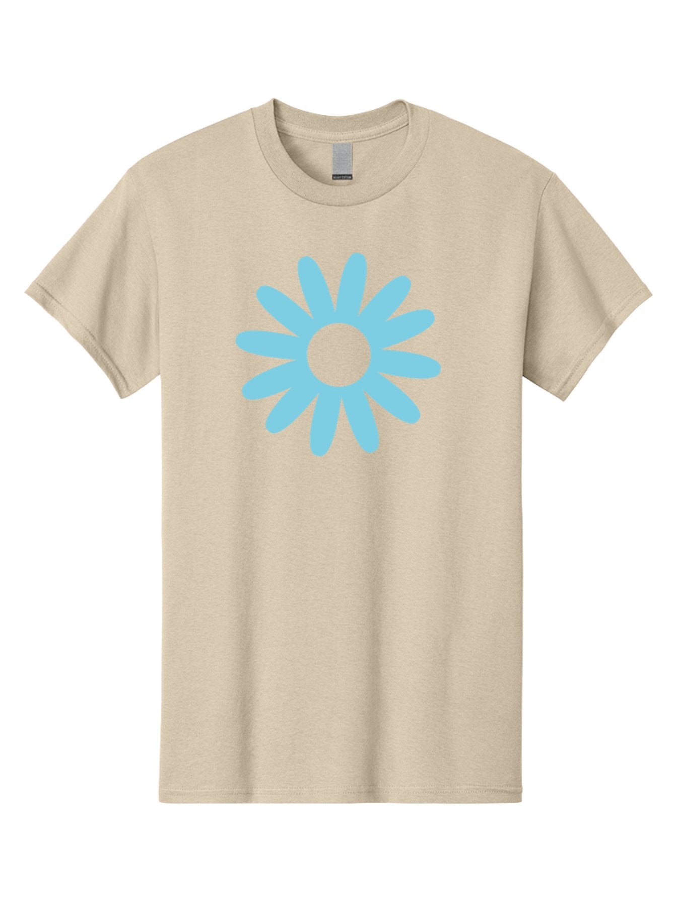 Blue-Flower Men'S Graphic Tee, 100% Cotton, Comfortable Casual Summer Wear, Machine Washable, Blue Flower, Simple Design, Minimalist Art, Floral Pattern, Light Blue Petals, Abstract Flower, Modern Graphics Aac536