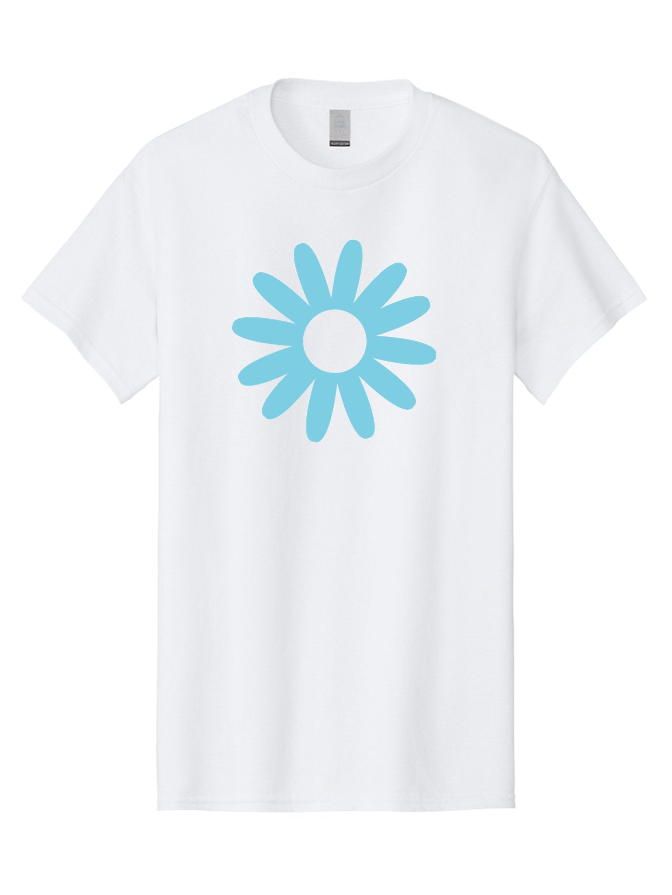 Blue-Flower Men'S Graphic Tee, 100% Cotton, Comfortable Casual Summer Wear, Machine Washable, Blue Flower, Simple Design, Minimalist Art, Floral Pattern, Light Blue Petals, Abstract Flower, Modern Graphics Aac536 3