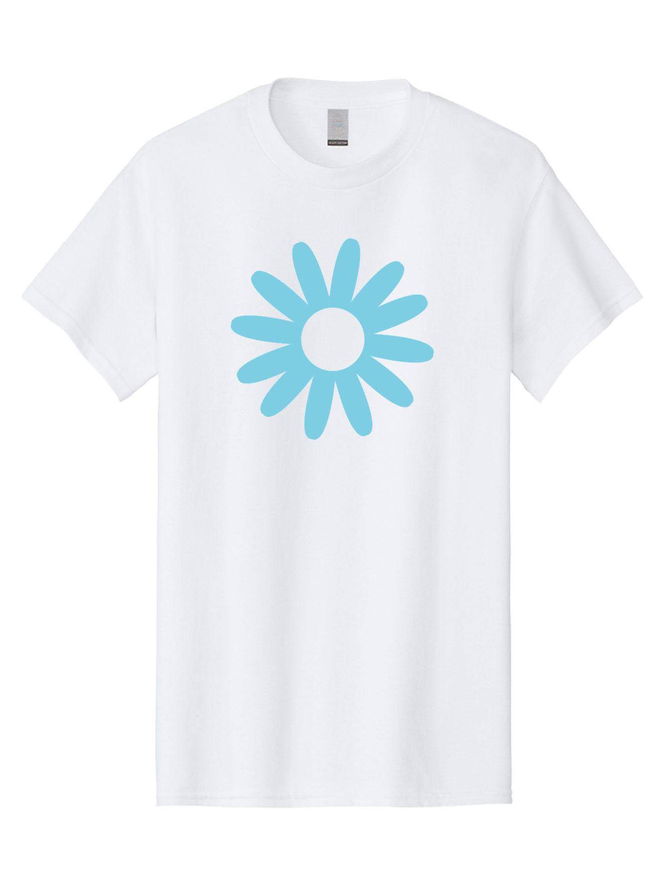 Blue-Flower Men'S Graphic Tee, 100% Cotton, Comfortable Casual Summer Wear, Machine Washable, Blue Flower, Simple Design, Minimalist Art, Floral Pattern, Light Blue Petals, Abstract Flower, Modern Graphics Aac536 17
