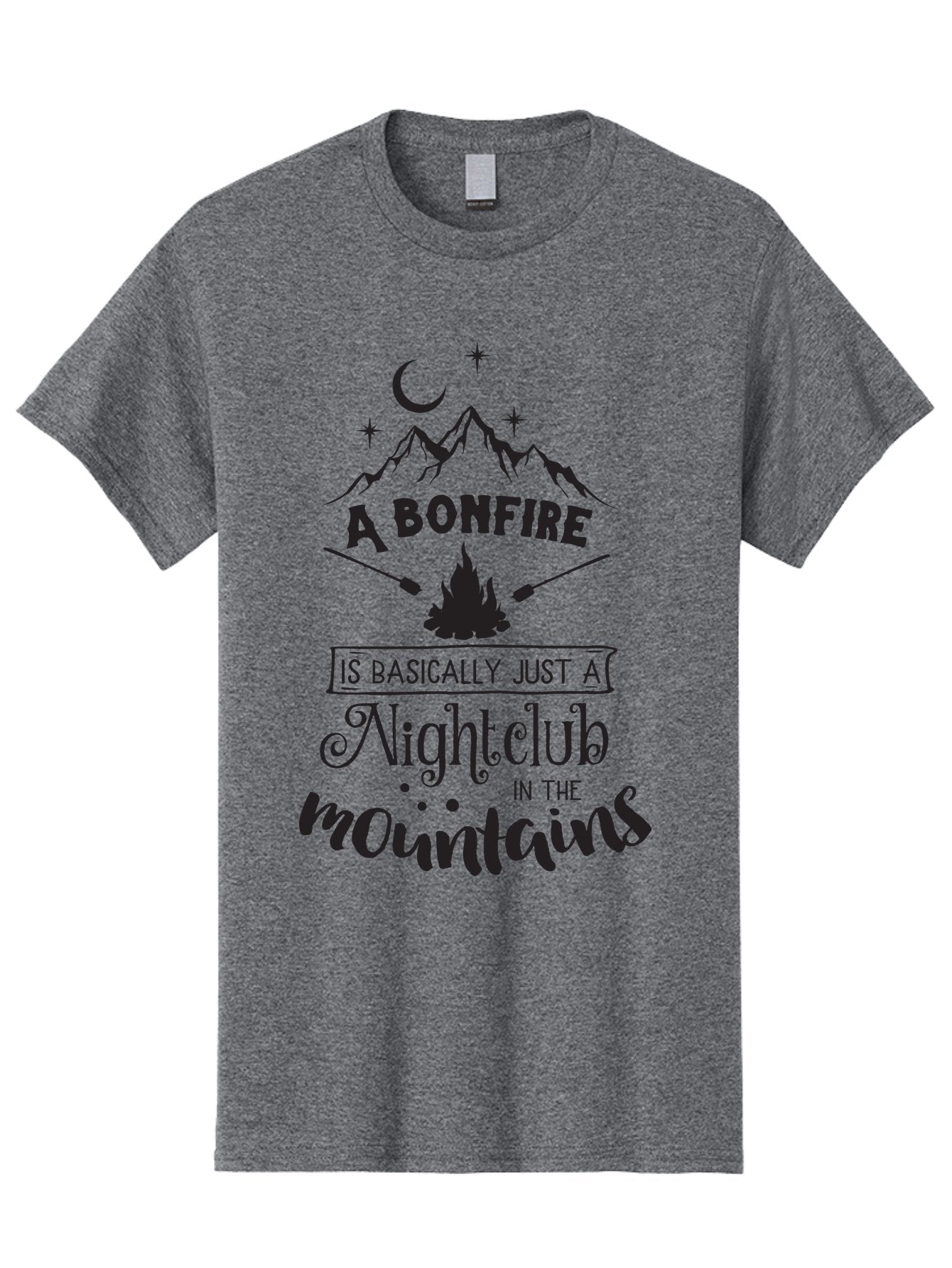 Bonfire-Nightclub Men'S Graphic Tee, 100% Cotton, Comfortable Casual Summer Wear, Machine Washable, Bonfire In The Mountains, Nightclub Atmosphere, Camping Vibes, Outdoor Adventures, Wilderness Getaway, Moonlit Nights, Starry Skies, Aac537 6