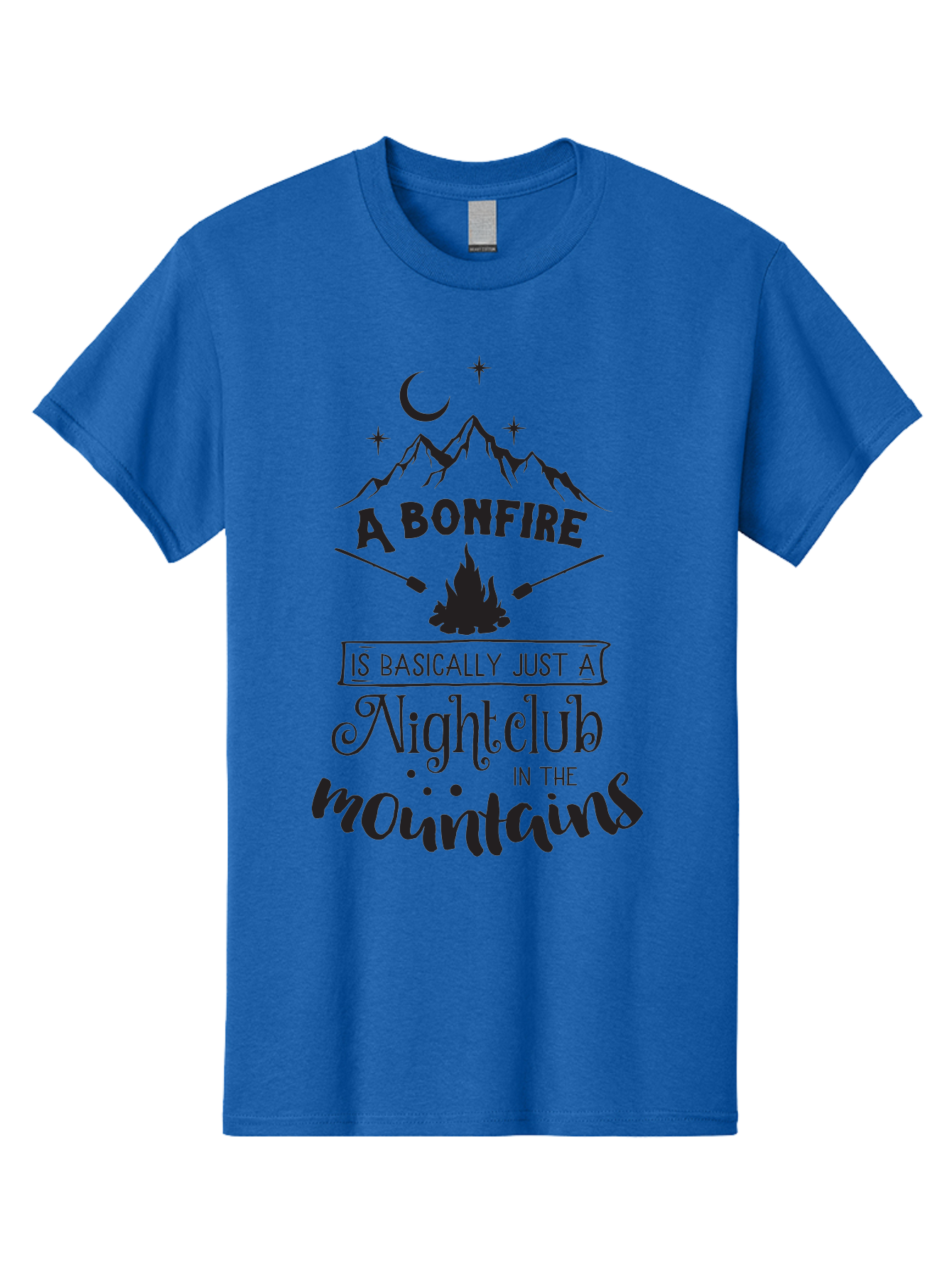 Bonfire-Nightclub Men'S Graphic Tee, 100% Cotton, Comfortable Casual Summer Wear, Machine Washable, Bonfire In The Mountains, Nightclub Atmosphere, Camping Vibes, Outdoor Adventures, Wilderness Getaway, Moonlit Nights, Starry Skies, Aac537 19