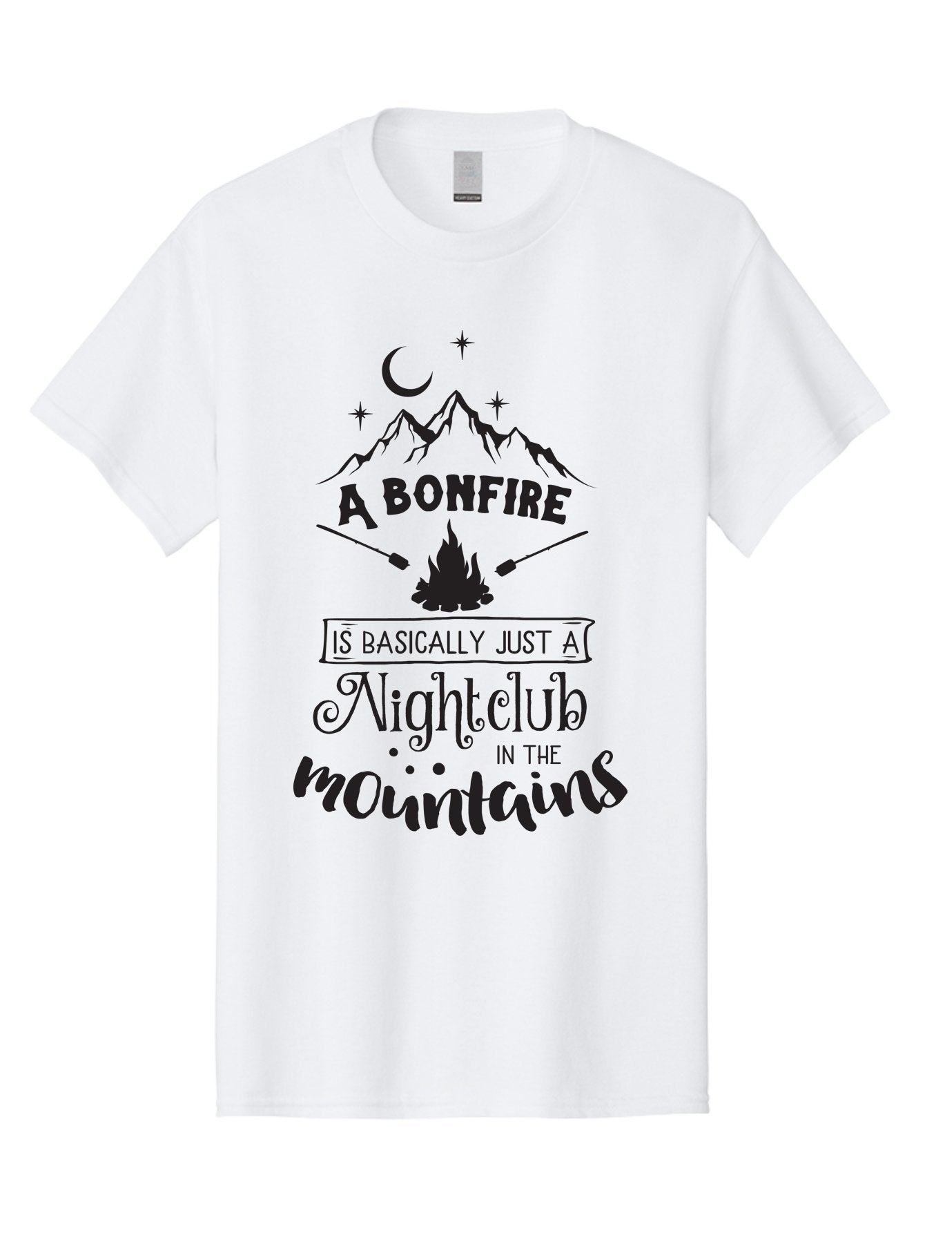 Bonfire-Nightclub Men'S Graphic Tee, 100% Cotton, Comfortable Casual Summer Wear, Machine Washable, Bonfire In The Mountains, Nightclub Atmosphere, Camping Vibes, Outdoor Adventures, Wilderness Getaway, Moonlit Nights, Starry Skies, Aac537 14