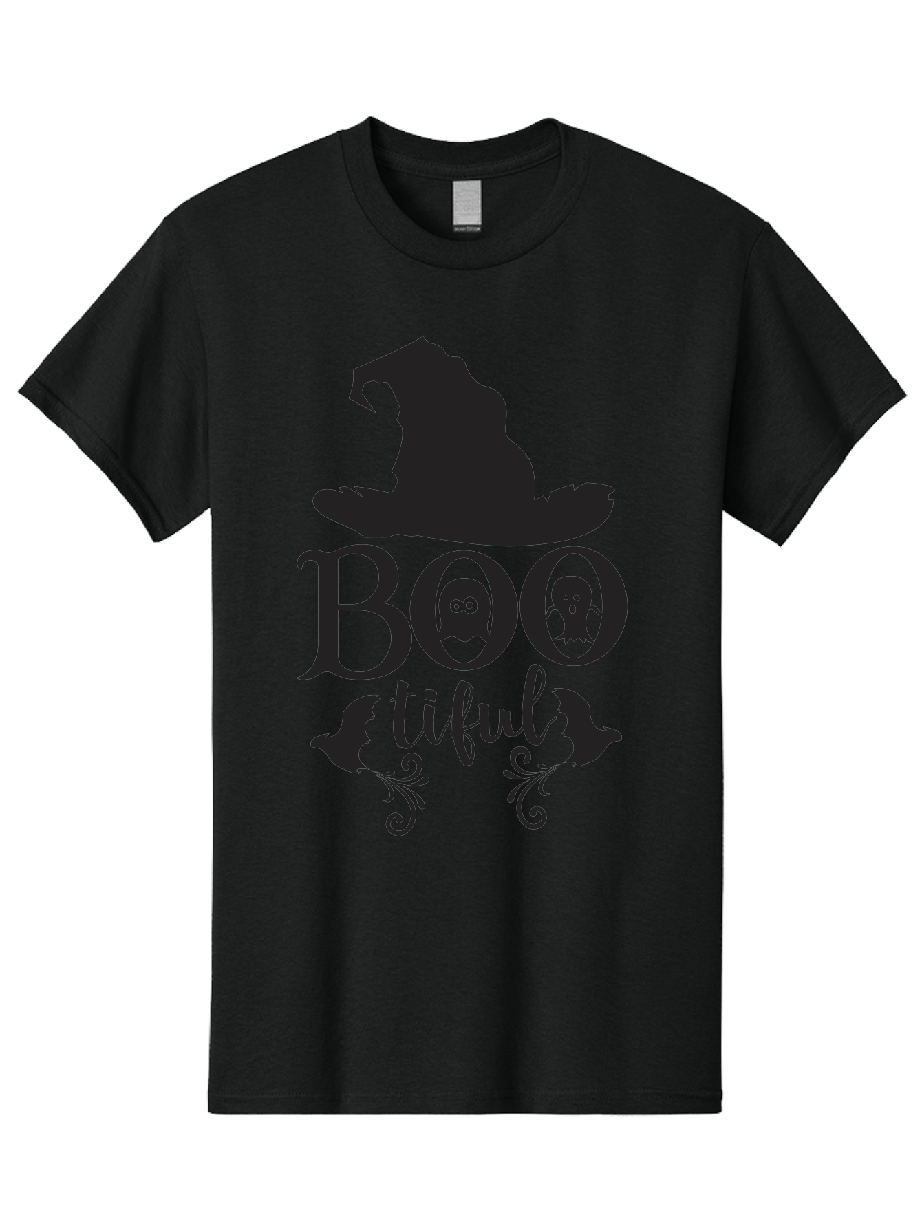 Boo-Tiful Men'S Graphic Tee, 100% Cotton, Comfortable Casual Summer Wear, Machine Washable, Halloween Design, Witch Hat, Ghostly Figures, Boo Tiful, Spooky Decor, Halloween Theme, Gothic Style, Mystical Vibes, Halloween Graphics Aac538 19