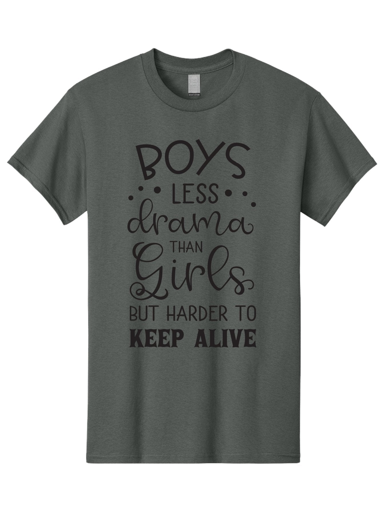Boys-Less-Drama-Than-Girls-But-Harder-To-Keep-Alive Men'S Graphic Tee, 100% Cotton, Comfortable Casual Summer Wear, Machine Washable, Funny Quotes, Humorous Sayings, Boys Vs Girls, Witty Humor, Playful Teasing, Sassy Phrases, Aac541 13