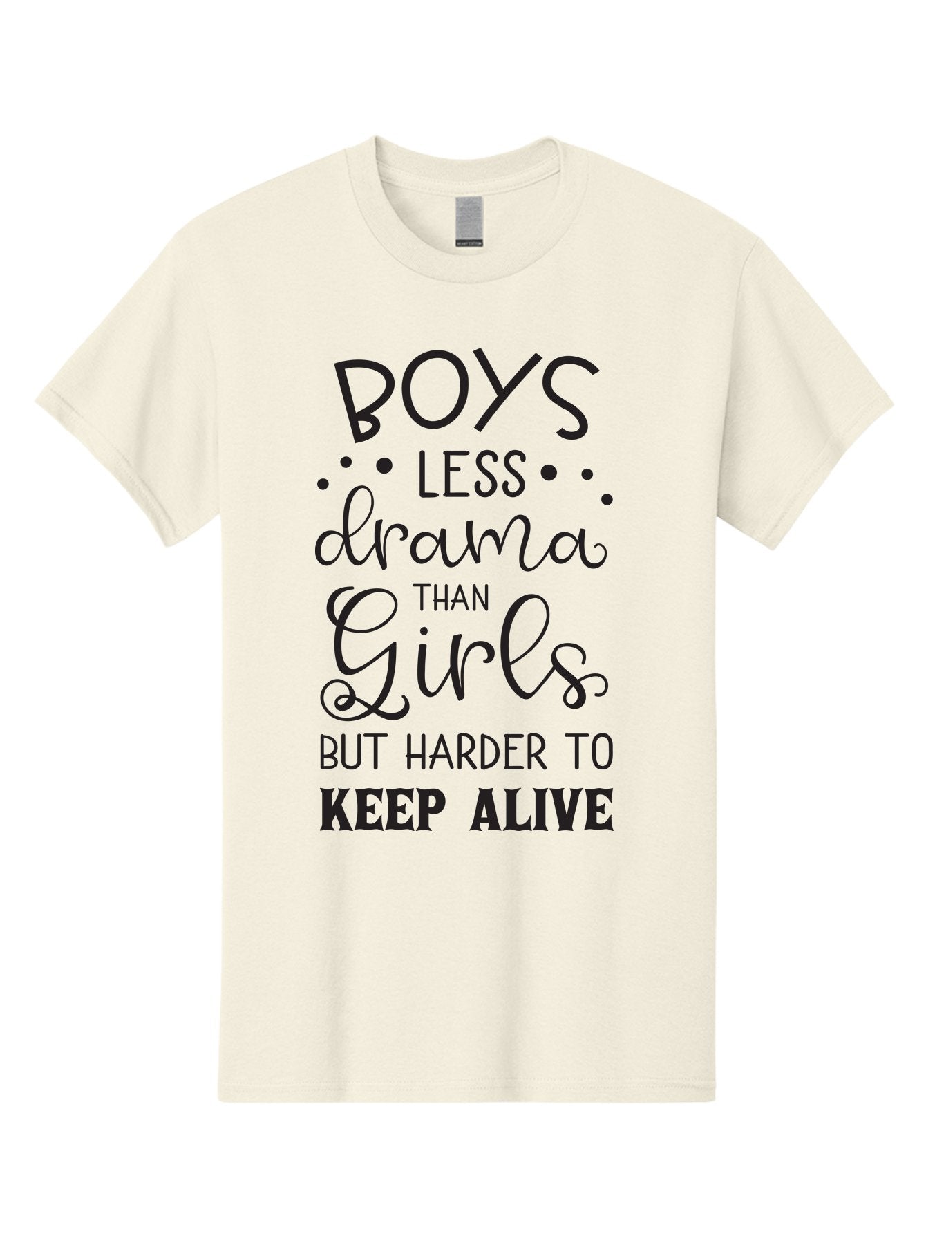 Boys-Less-Drama-Than-Girls-But-Harder-To-Keep-Alive Men'S Graphic Tee, 100% Cotton, Comfortable Casual Summer Wear, Machine Washable, Funny Quotes, Humorous Sayings, Boys Vs Girls, Witty Humor, Playful Teasing, Sassy Phrases, Aac541 7