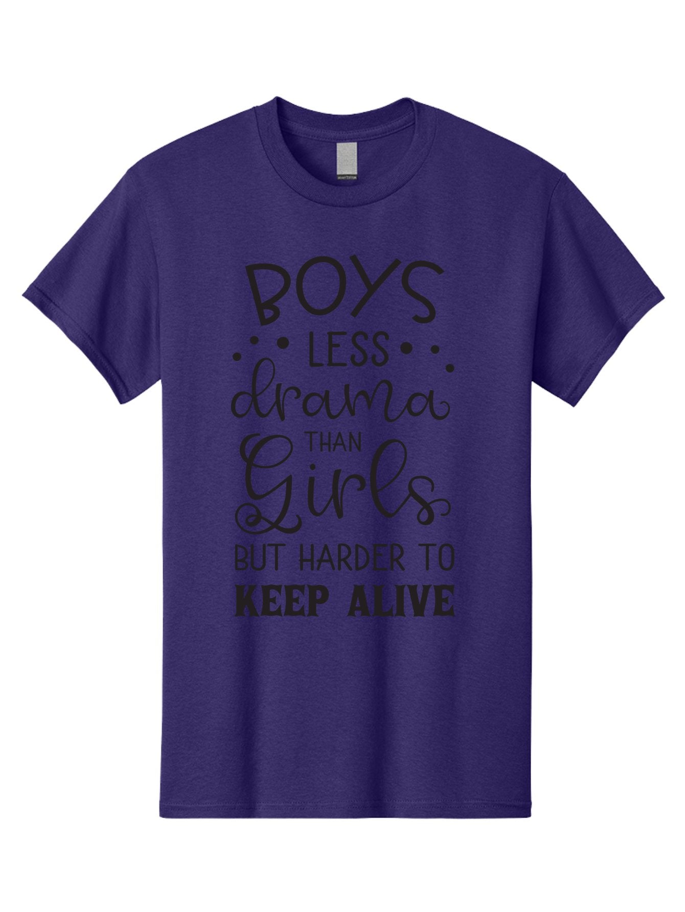 Boys-Less-Drama-Than-Girls-But-Harder-To-Keep-Alive Men'S Graphic Tee, 100% Cotton, Comfortable Casual Summer Wear, Machine Washable, Funny Quotes, Humorous Sayings, Boys Vs Girls, Witty Humor, Playful Teasing, Sassy Phrases, Aac541 3