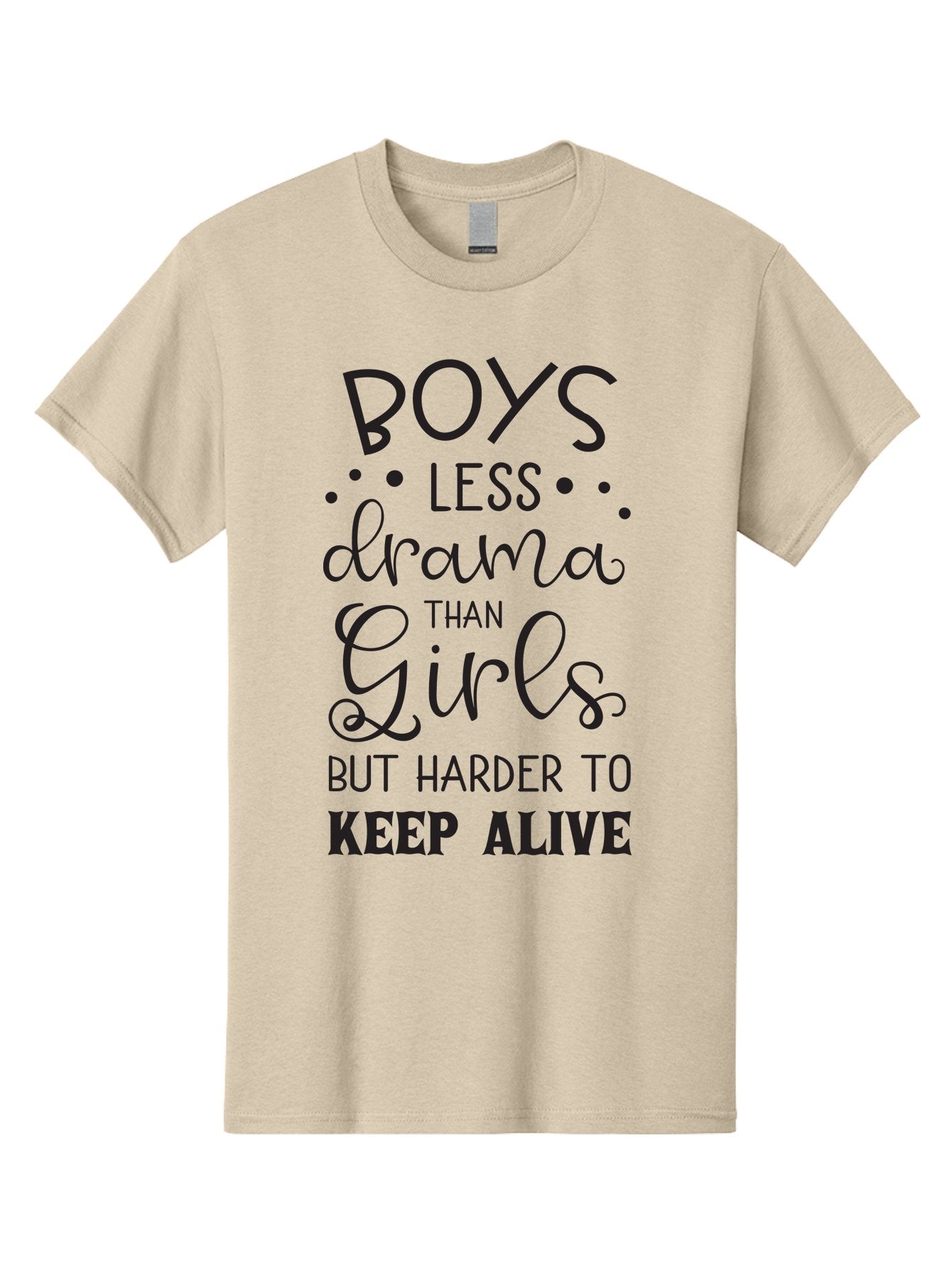 Boys-Less-Drama-Than-Girls-But-Harder-To-Keep-Alive Men'S Graphic Tee, 100% Cotton, Comfortable Casual Summer Wear, Machine Washable, Funny Quotes, Humorous Sayings, Boys Vs Girls, Witty Humor, Playful Teasing, Sassy Phrases, Aac541 4