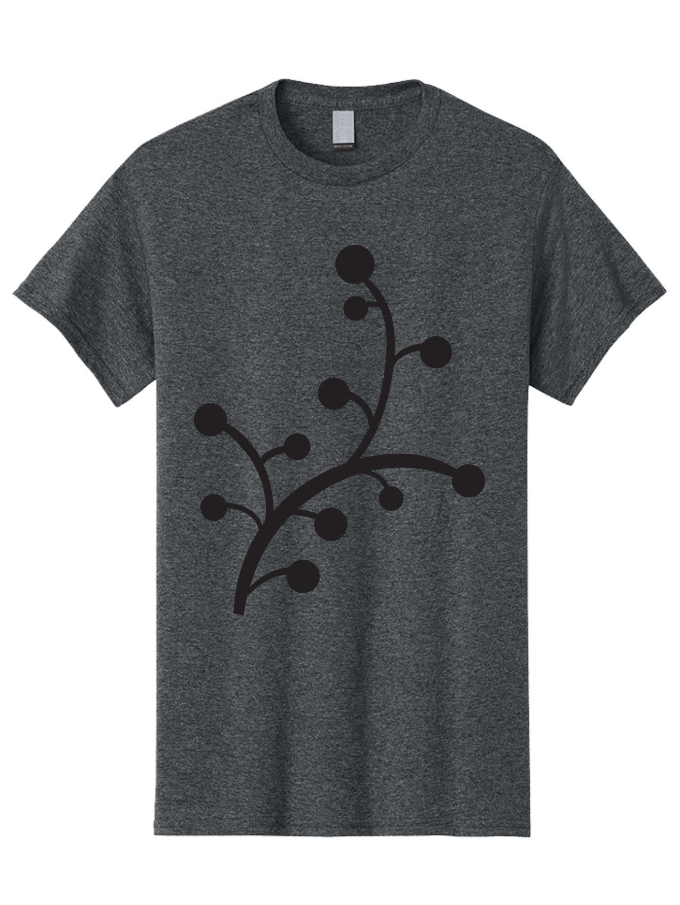 Branched-Stem Men'S Graphic Tee, 100% Cotton, Comfortable Casual Summer Wear, Machine Washable, Mistletoe Silhouette, Minimalist Design, Black And Green Color Scheme, Festive Decor, Holiday Icon, Christmas Symbol, Simple Graphics, Aac543 7