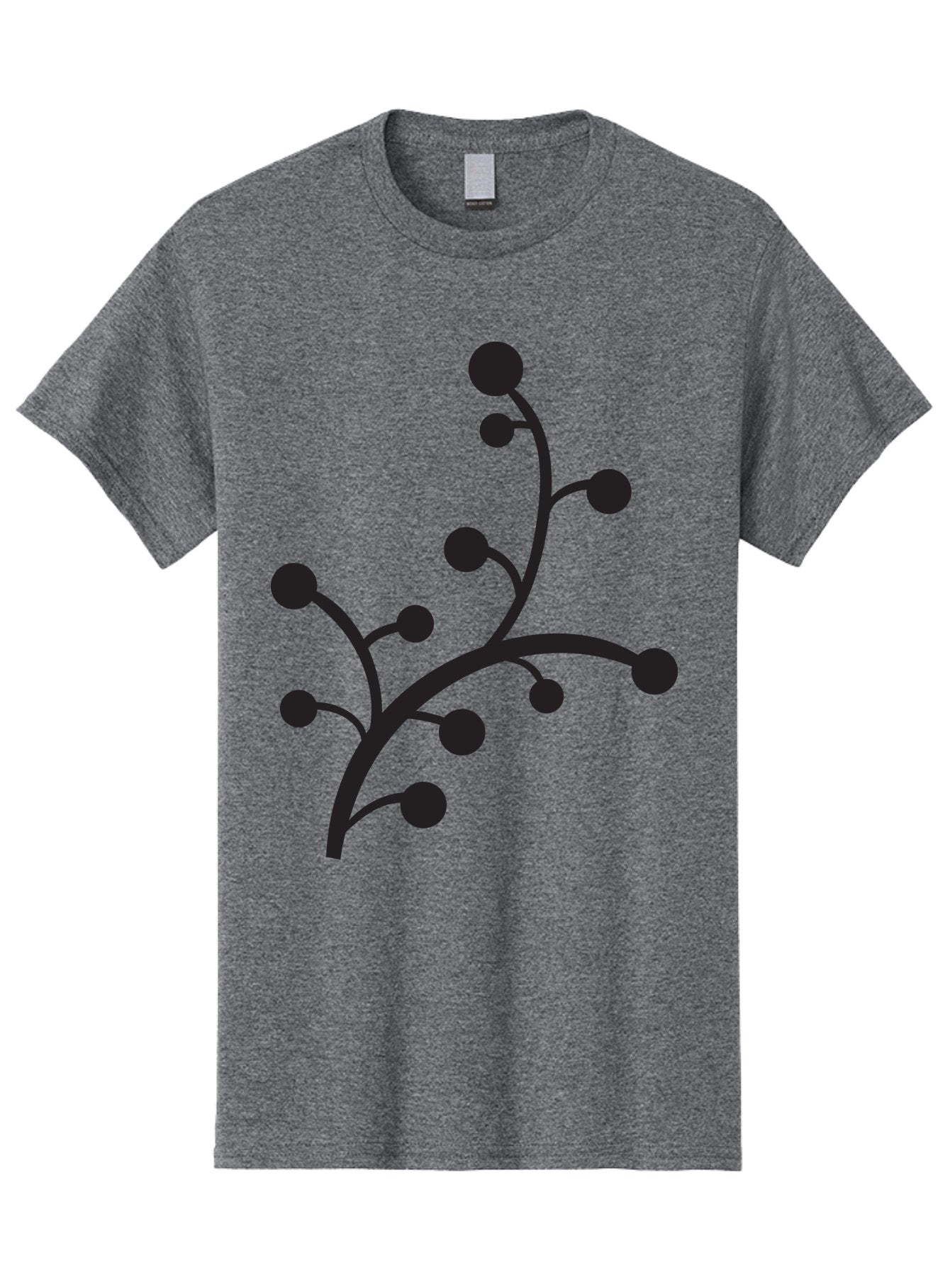Branched-Stem Men'S Graphic Tee, 100% Cotton, Comfortable Casual Summer Wear, Machine Washable, Mistletoe Silhouette, Minimalist Design, Black And Green Color Scheme, Festive Decor, Holiday Icon, Christmas Symbol, Simple Graphics, Aac543 10
