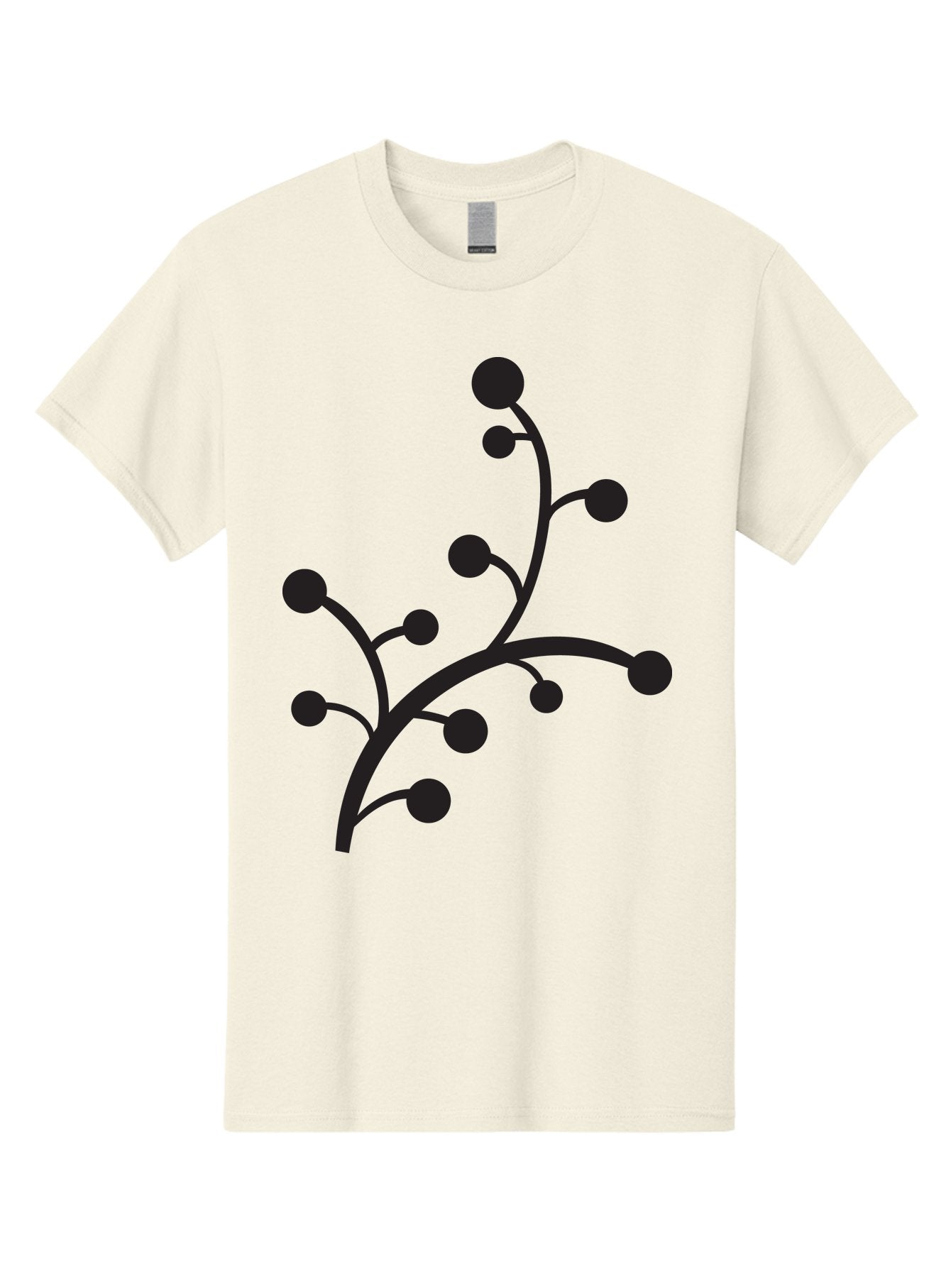 Branched-Stem Men'S Graphic Tee, 100% Cotton, Comfortable Casual Summer Wear, Machine Washable, Mistletoe Silhouette, Minimalist Design, Black And Green Color Scheme, Festive Decor, Holiday Icon, Christmas Symbol, Simple Graphics, Aac543 11