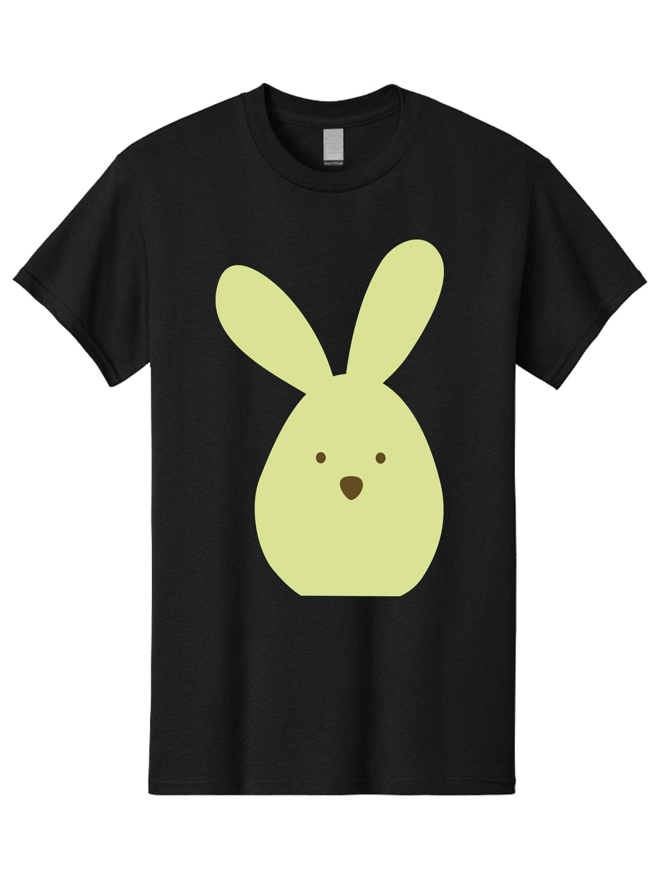 Bunny-Face Men'S Graphic Tee, 100% Cotton, Comfortable Casual Summer Wear, Machine Washable, Cartoon Bunny, Easter Bunny, Cute, Simple Design, Childrens Illustration, Rabbit Face, Brown Nose, Pale Yellow, Digital Art Aac549 3