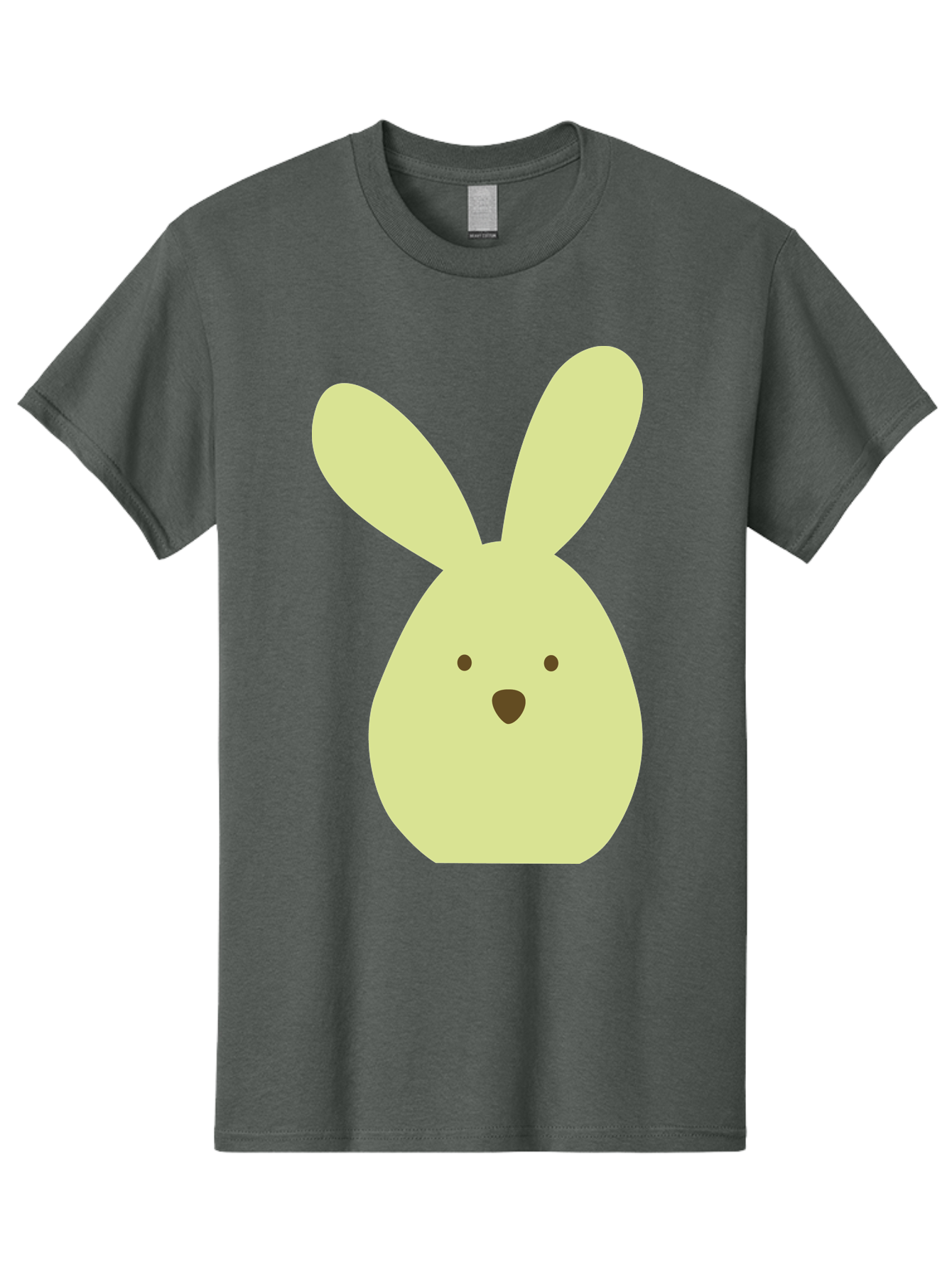 Bunny-Face Men'S Graphic Tee, 100% Cotton, Comfortable Casual Summer Wear, Machine Washable, Cartoon Bunny, Easter Bunny, Cute, Simple Design, Childrens Illustration, Rabbit Face, Brown Nose, Pale Yellow, Digital Art Aac549 29