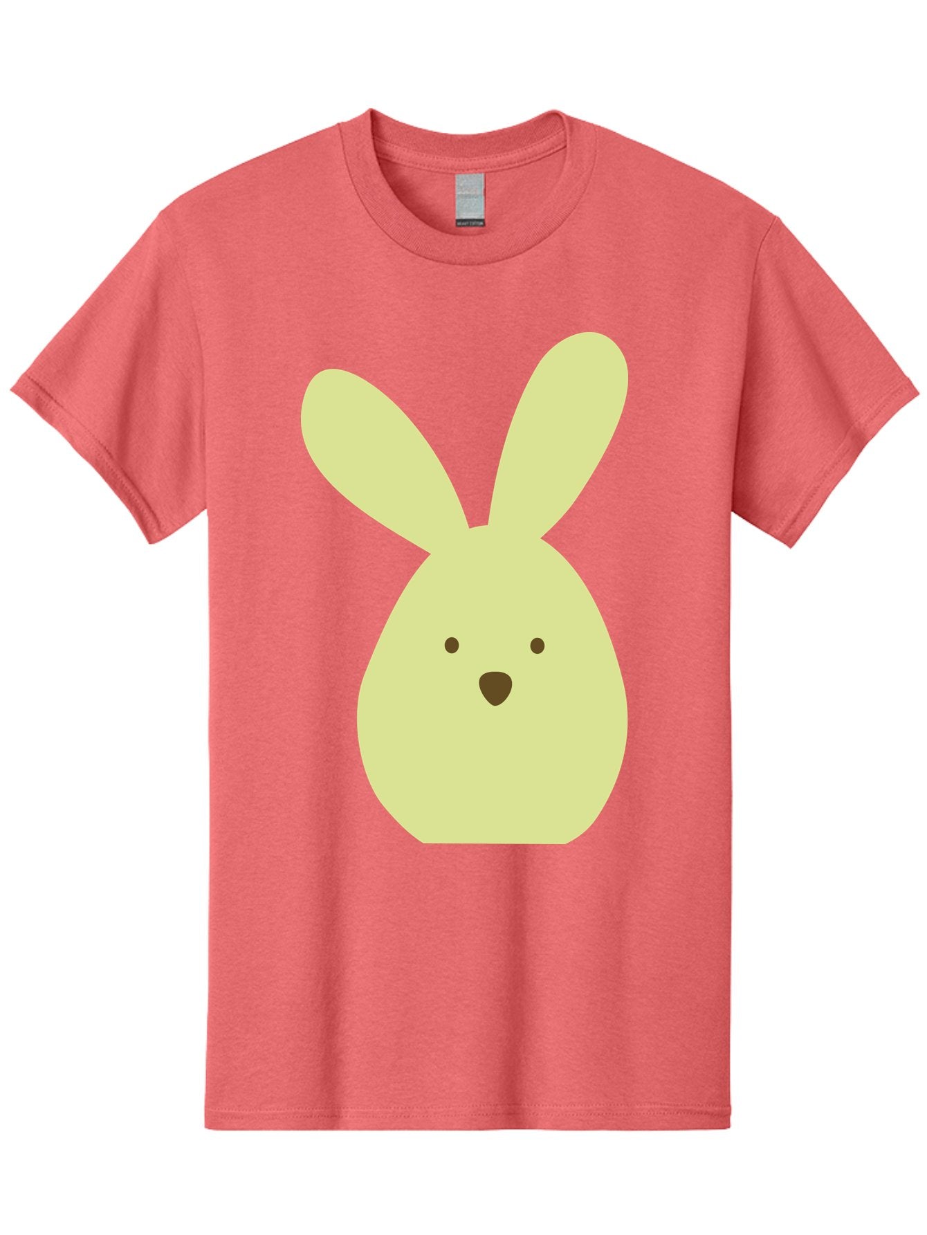 Bunny-Face Men'S Graphic Tee, 100% Cotton, Comfortable Casual Summer Wear, Machine Washable, Cartoon Bunny, Easter Bunny, Cute, Simple Design, Childrens Illustration, Rabbit Face, Brown Nose, Pale Yellow, Digital Art Aac549 9