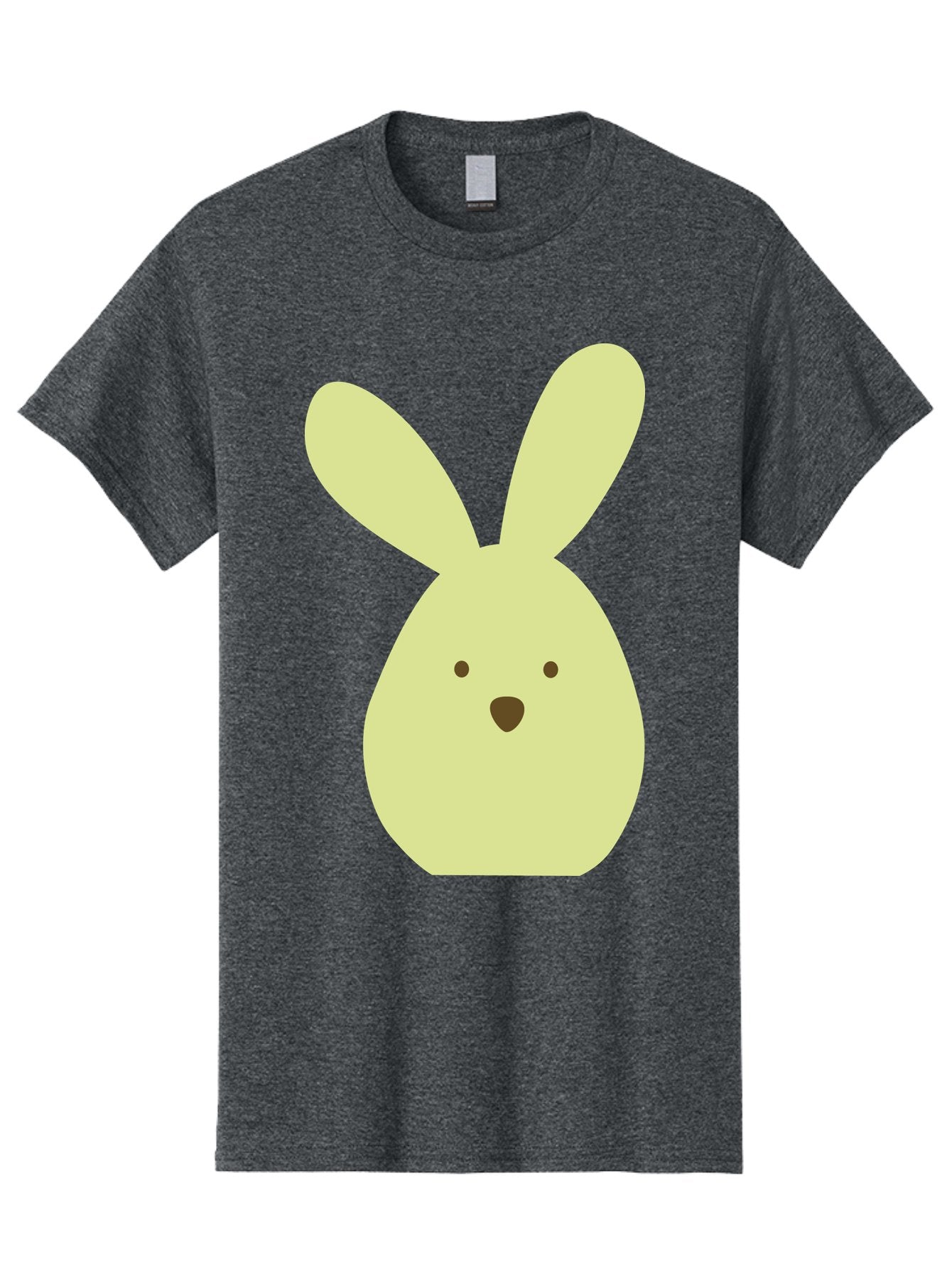 Bunny-Face Men'S Graphic Tee, 100% Cotton, Comfortable Casual Summer Wear, Machine Washable, Cartoon Bunny, Easter Bunny, Cute, Simple Design, Childrens Illustration, Rabbit Face, Brown Nose, Pale Yellow, Digital Art Aac549