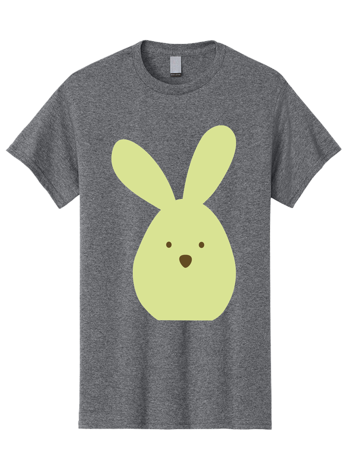Bunny-Face Men'S Graphic Tee, 100% Cotton, Comfortable Casual Summer Wear, Machine Washable, Cartoon Bunny, Easter Bunny, Cute, Simple Design, Childrens Illustration, Rabbit Face, Brown Nose, Pale Yellow, Digital Art Aac549 5