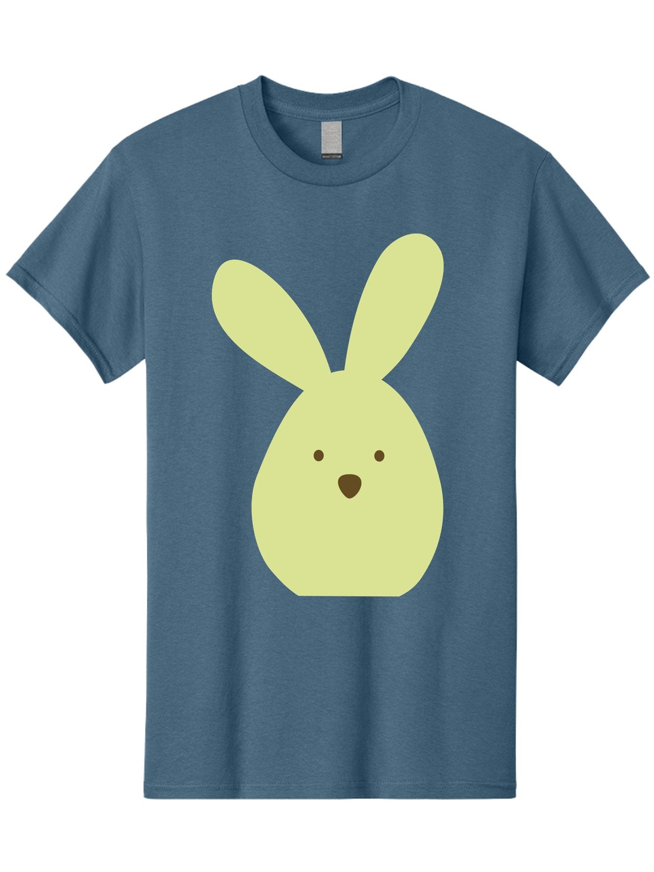 Bunny-Face Men'S Graphic Tee, 100% Cotton, Comfortable Casual Summer Wear, Machine Washable, Cartoon Bunny, Easter Bunny, Cute, Simple Design, Childrens Illustration, Rabbit Face, Brown Nose, Pale Yellow, Digital Art Aac549 11