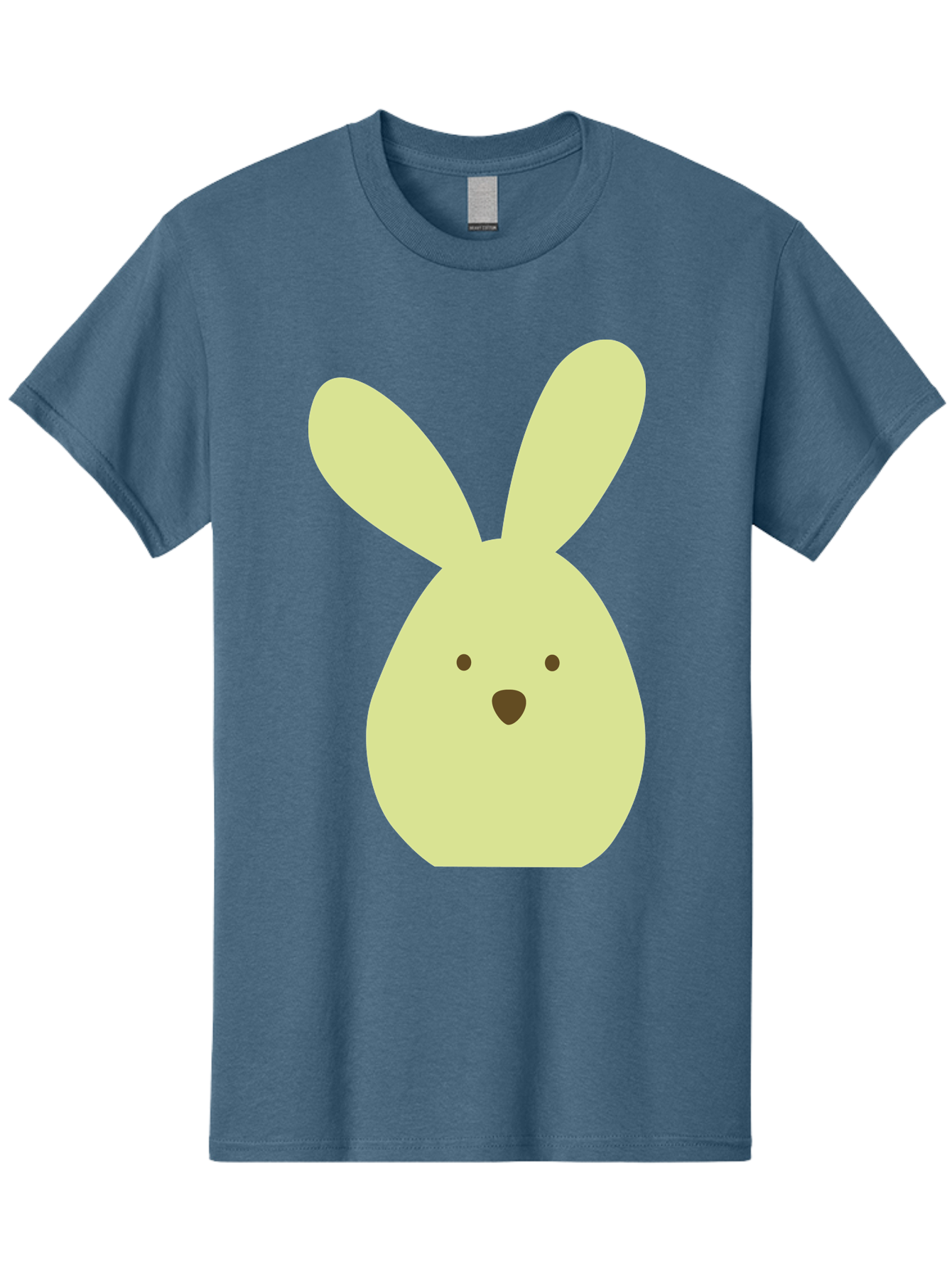 Bunny-Face Men'S Graphic Tee, 100% Cotton, Comfortable Casual Summer Wear, Machine Washable, Cartoon Bunny, Easter Bunny, Cute, Simple Design, Childrens Illustration, Rabbit Face, Brown Nose, Pale Yellow, Digital Art Aac549 7