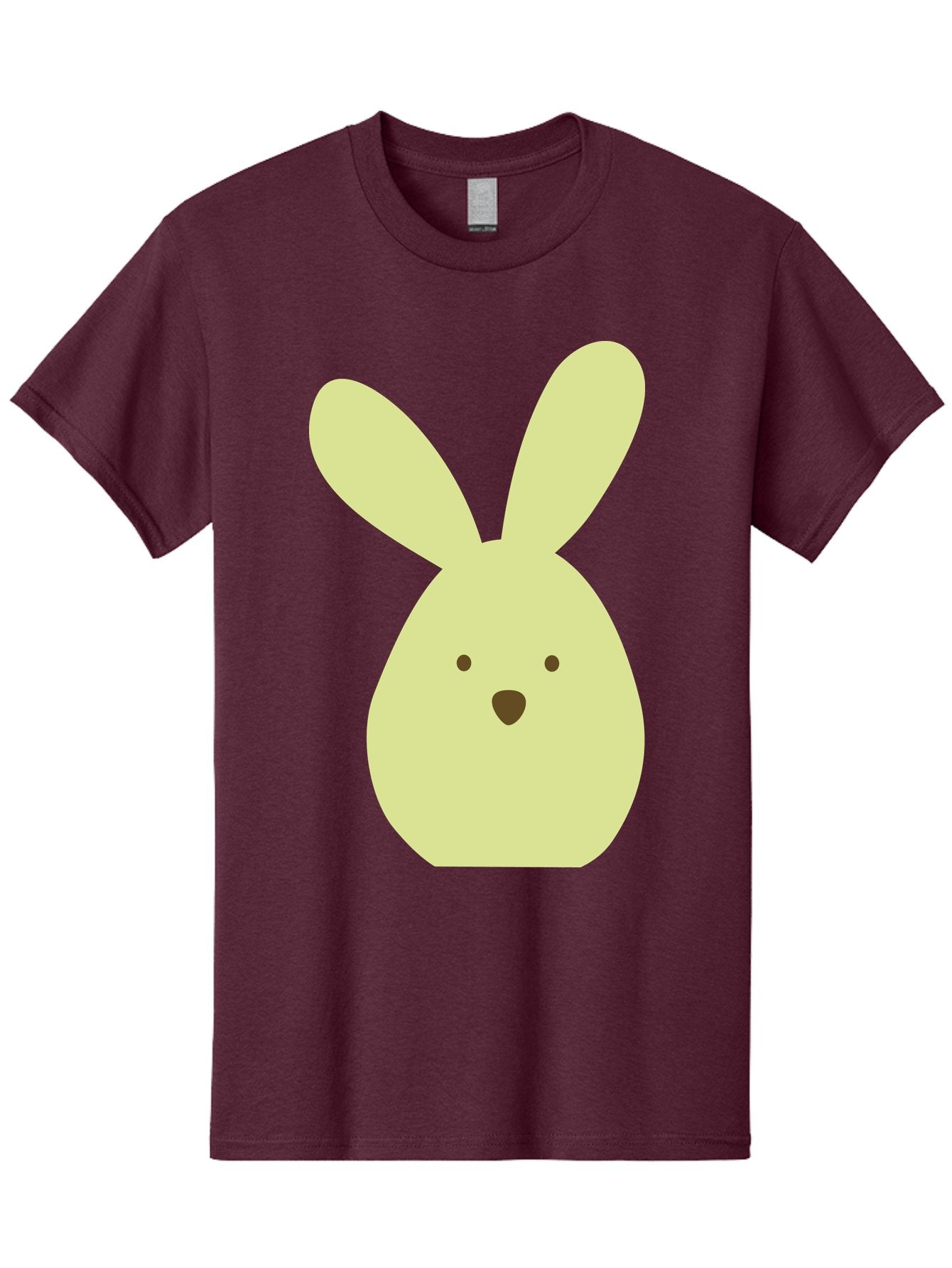 Bunny-Face Men'S Graphic Tee, 100% Cotton, Comfortable Casual Summer Wear, Machine Washable, Cartoon Bunny, Easter Bunny, Cute, Simple Design, Childrens Illustration, Rabbit Face, Brown Nose, Pale Yellow, Digital Art Aac549