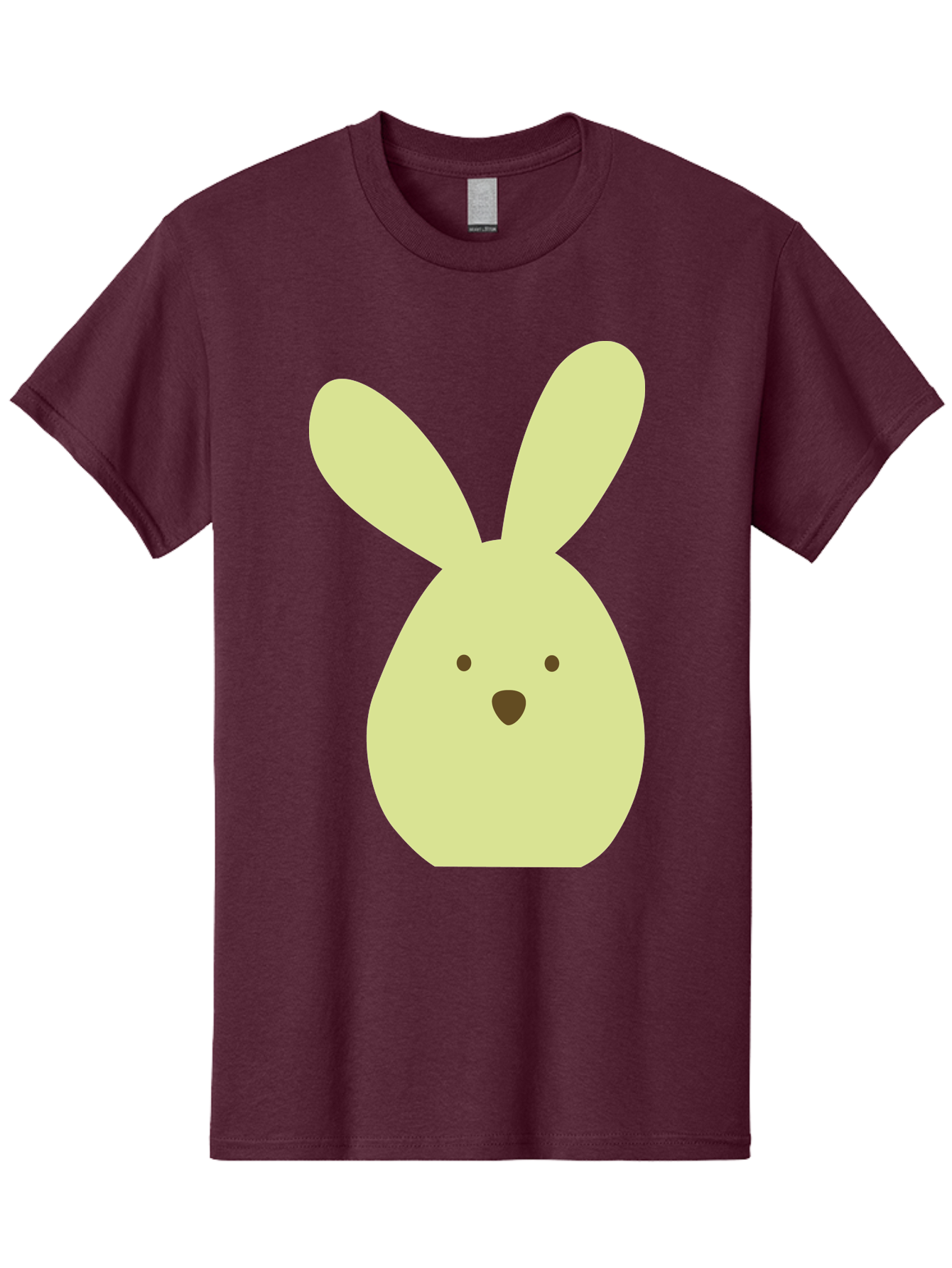 Bunny-Face Men'S Graphic Tee, 100% Cotton, Comfortable Casual Summer Wear, Machine Washable, Cartoon Bunny, Easter Bunny, Cute, Simple Design, Childrens Illustration, Rabbit Face, Brown Nose, Pale Yellow, Digital Art Aac549 19