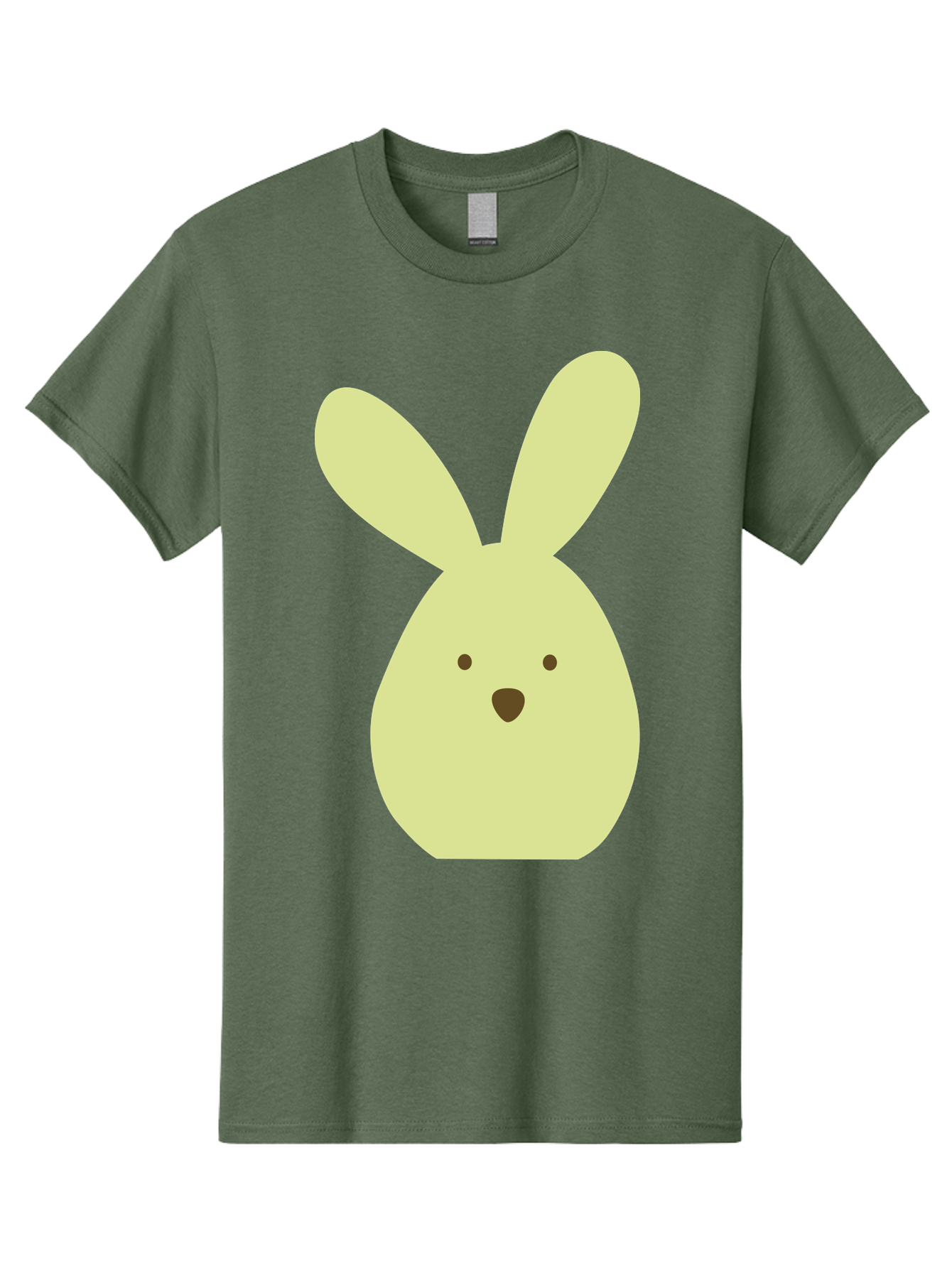 Bunny-Face Men'S Graphic Tee, 100% Cotton, Comfortable Casual Summer Wear, Machine Washable, Cartoon Bunny, Easter Bunny, Cute, Simple Design, Childrens Illustration, Rabbit Face, Brown Nose, Pale Yellow, Digital Art Aac549 25