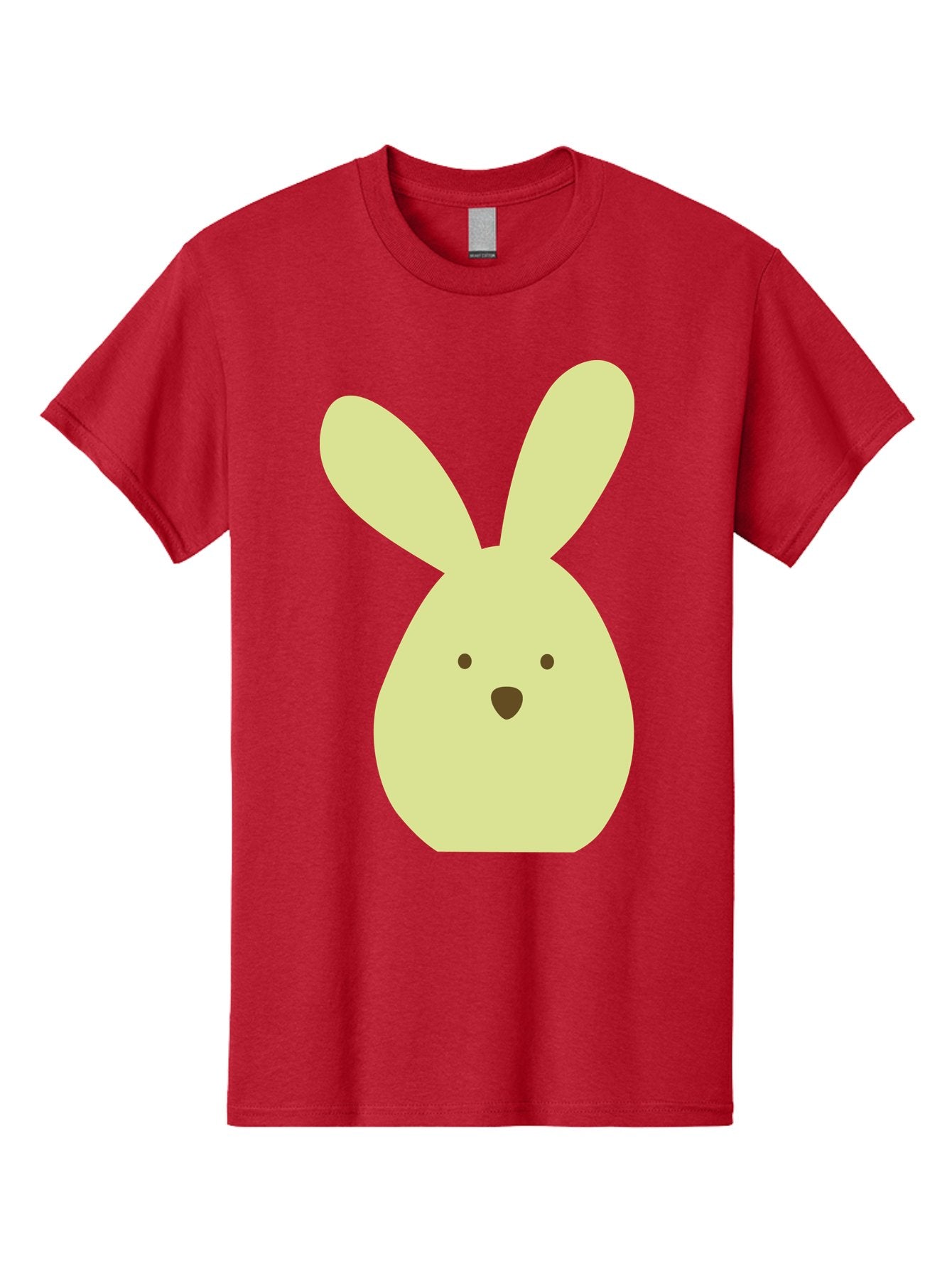 Bunny-Face Men'S Graphic Tee, 100% Cotton, Comfortable Casual Summer Wear, Machine Washable, Cartoon Bunny, Easter Bunny, Cute, Simple Design, Childrens Illustration, Rabbit Face, Brown Nose, Pale Yellow, Digital Art Aac549 10