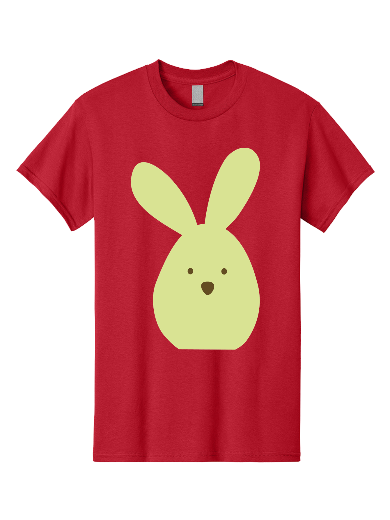 Bunny-Face Men'S Graphic Tee, 100% Cotton, Comfortable Casual Summer Wear, Machine Washable, Cartoon Bunny, Easter Bunny, Cute, Simple Design, Childrens Illustration, Rabbit Face, Brown Nose, Pale Yellow, Digital Art Aac549 27