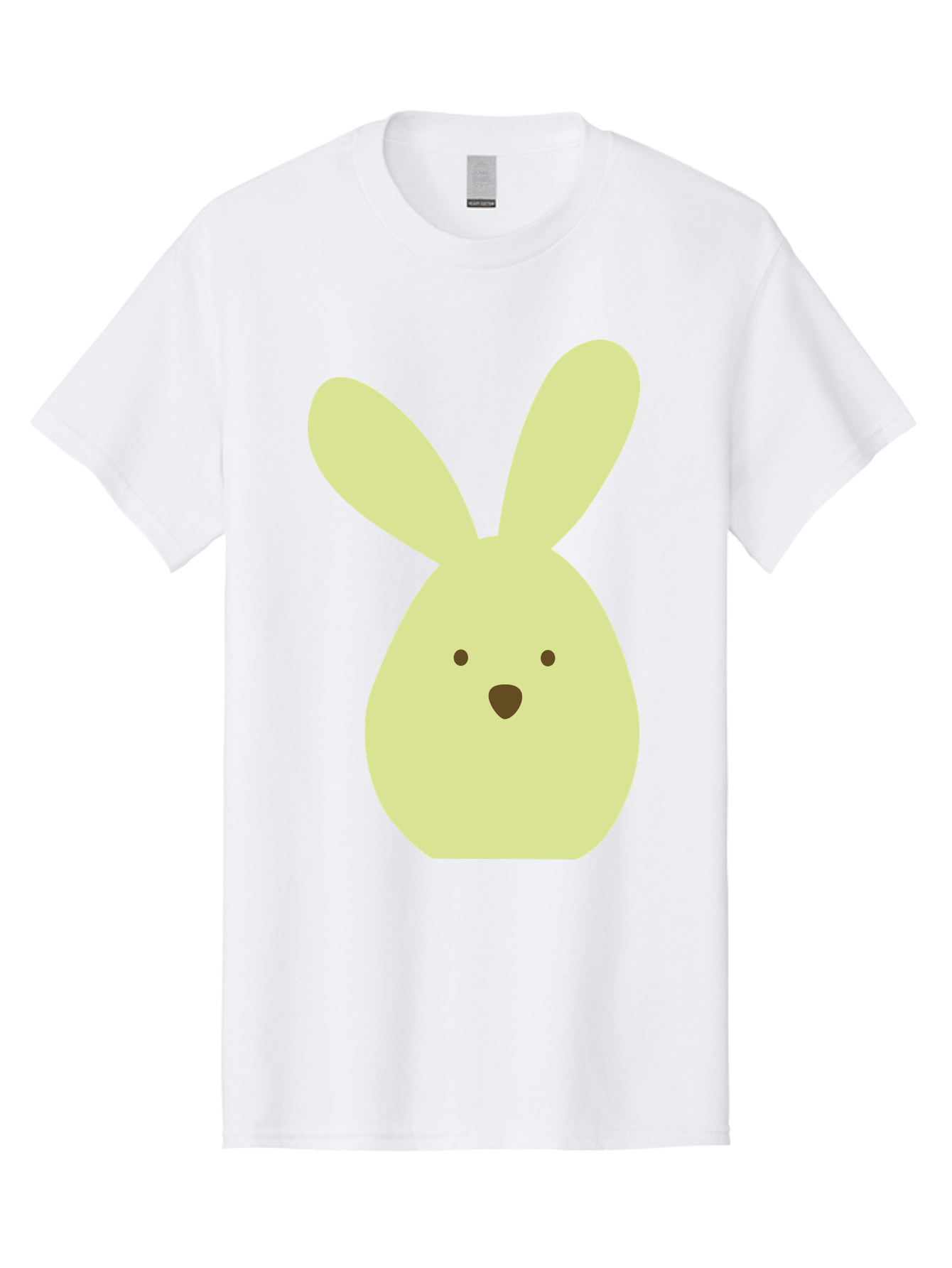 Bunny-Face Men'S Graphic Tee, 100% Cotton, Comfortable Casual Summer Wear, Machine Washable, Cartoon Bunny, Easter Bunny, Cute, Simple Design, Childrens Illustration, Rabbit Face, Brown Nose, Pale Yellow, Digital Art Aac549 11
