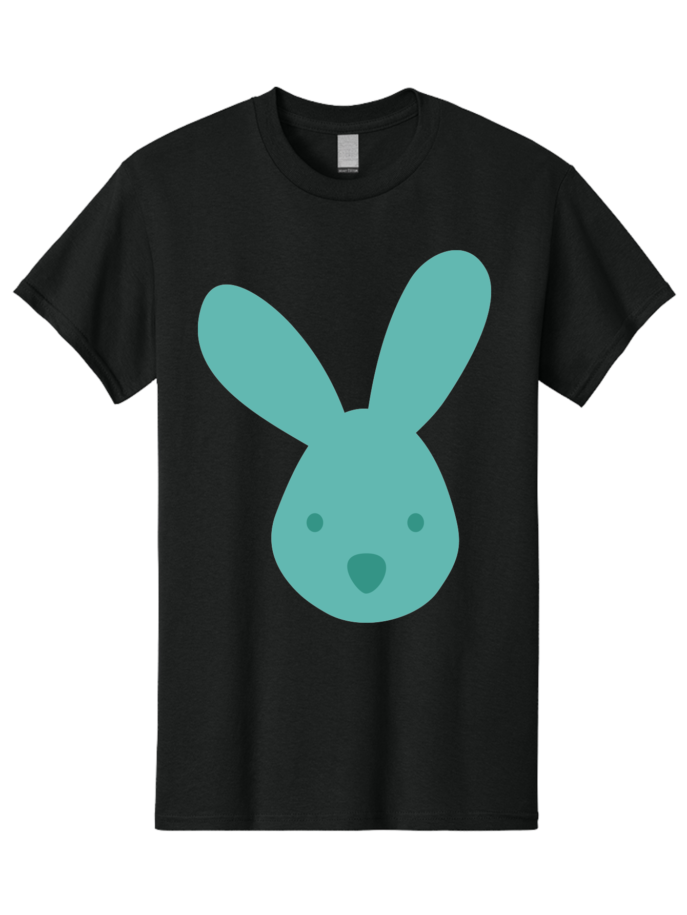 Bunny-Head Men'S Graphic Tee, 100% Cotton, Comfortable Casual Summer Wear, Machine Washable, Cartoon Bunny, Teal Rabbit, Simple Design, Cute Face, Digital Illustration, Easter Theme, Minimalist Art, Pastel Colors Aac550 13