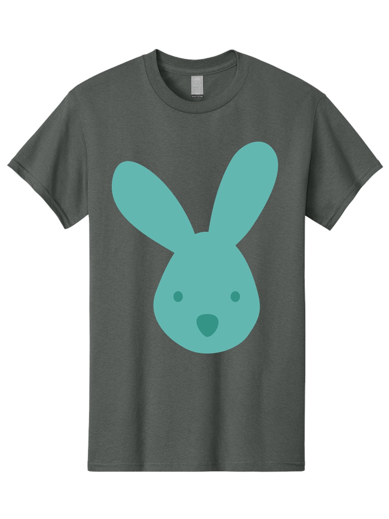Bunny-Head Men'S Graphic Tee, 100% Cotton, Comfortable Casual Summer Wear, Machine Washable, Cartoon Bunny, Teal Rabbit, Simple Design, Cute Face, Digital Illustration, Easter Theme, Minimalist Art, Pastel Colors Aac550