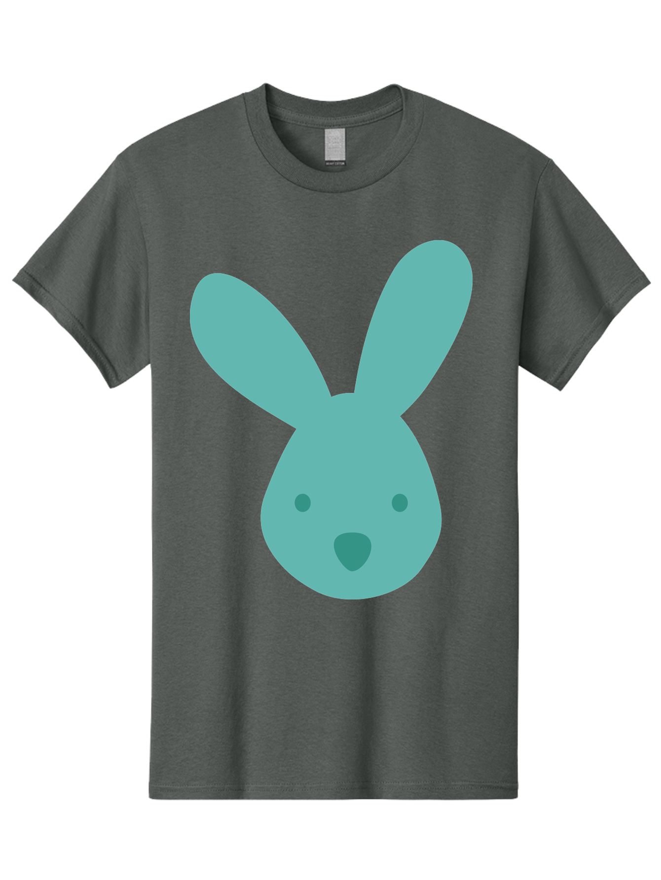 Bunny-Head Men'S Graphic Tee, 100% Cotton, Comfortable Casual Summer Wear, Machine Washable, Cartoon Bunny, Teal Rabbit, Simple Design, Cute Face, Digital Illustration, Easter Theme, Minimalist Art, Pastel Colors Aac550 19