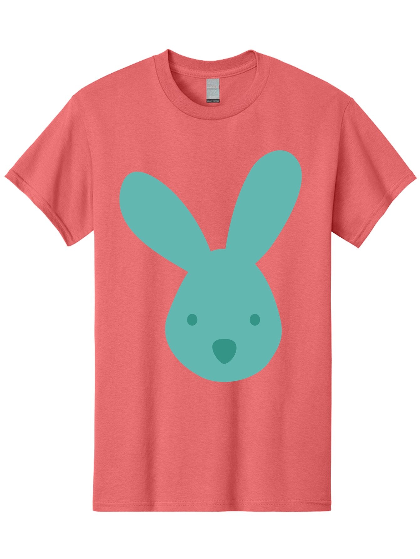 Bunny-Head Men'S Graphic Tee, 100% Cotton, Comfortable Casual Summer Wear, Machine Washable, Cartoon Bunny, Teal Rabbit, Simple Design, Cute Face, Digital Illustration, Easter Theme, Minimalist Art, Pastel Colors Aac550 5