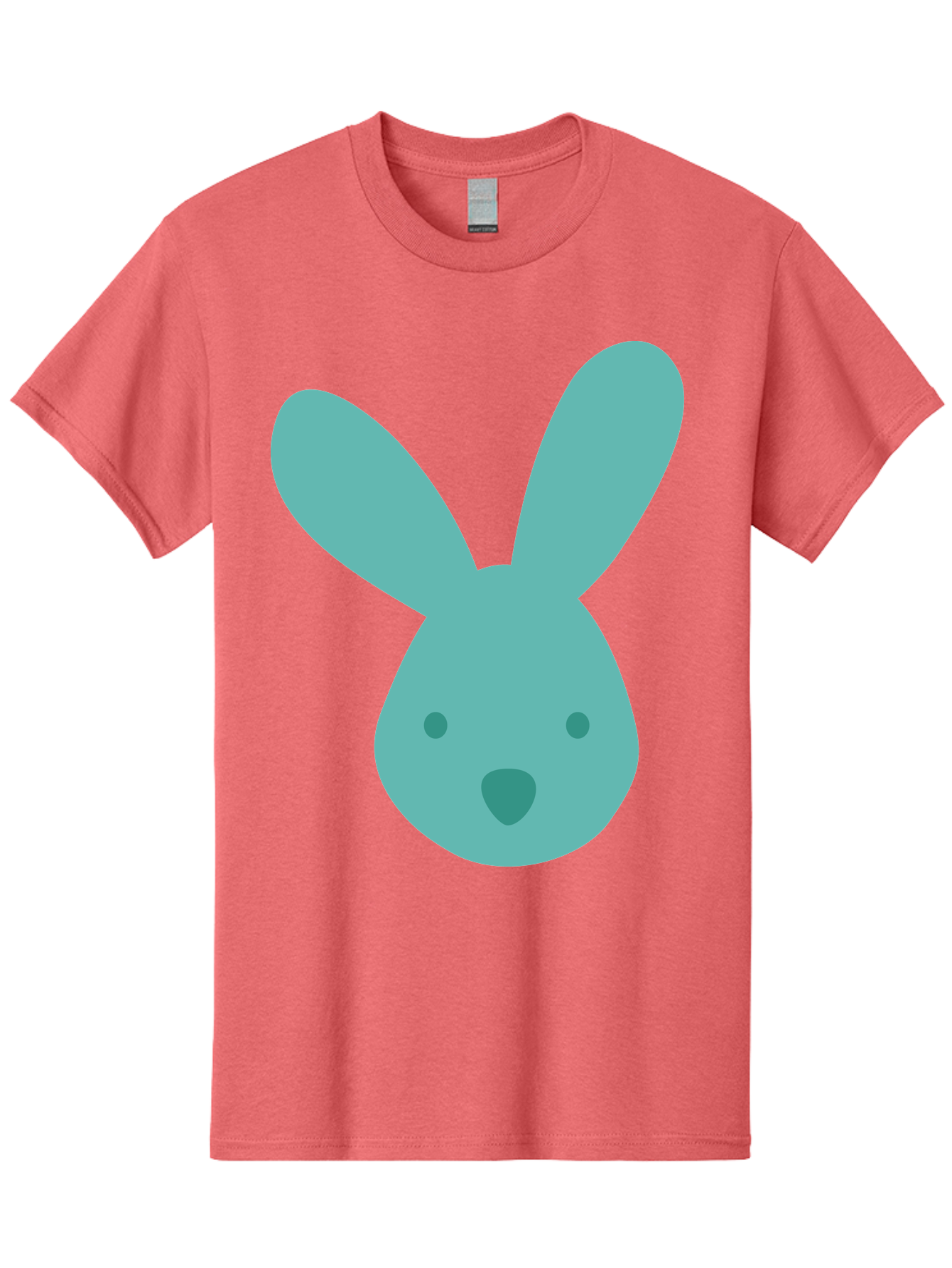 Bunny-Head Men'S Graphic Tee, 100% Cotton, Comfortable Casual Summer Wear, Machine Washable, Cartoon Bunny, Teal Rabbit, Simple Design, Cute Face, Digital Illustration, Easter Theme, Minimalist Art, Pastel Colors Aac550 15