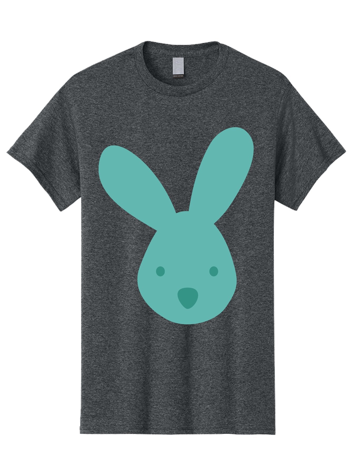 Bunny-Head Men'S Graphic Tee, 100% Cotton, Comfortable Casual Summer Wear, Machine Washable, Cartoon Bunny, Teal Rabbit, Simple Design, Cute Face, Digital Illustration, Easter Theme, Minimalist Art, Pastel Colors Aac550 13