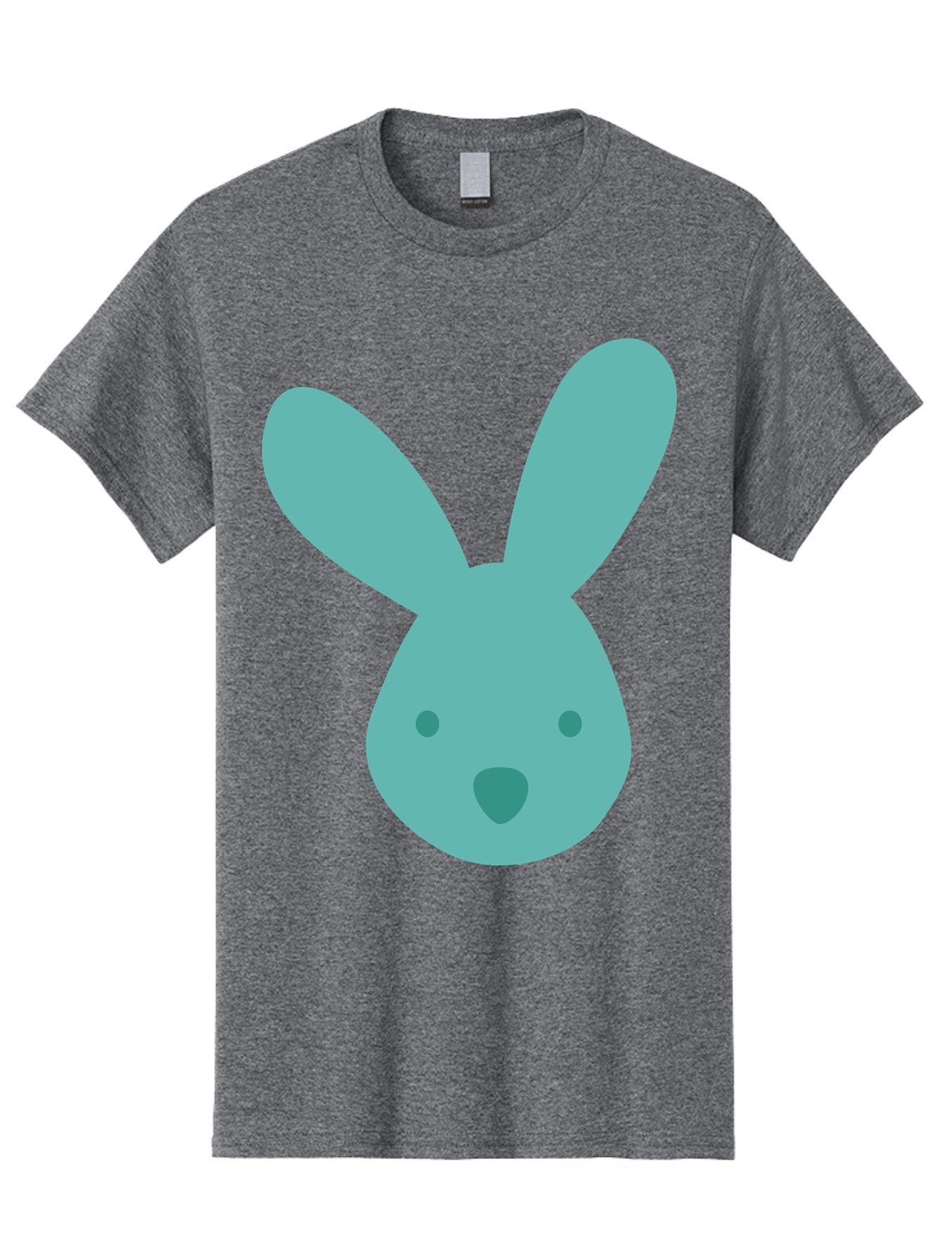 Bunny-Head Men'S Graphic Tee, 100% Cotton, Comfortable Casual Summer Wear, Machine Washable, Cartoon Bunny, Teal Rabbit, Simple Design, Cute Face, Digital Illustration, Easter Theme, Minimalist Art, Pastel Colors Aac550 12