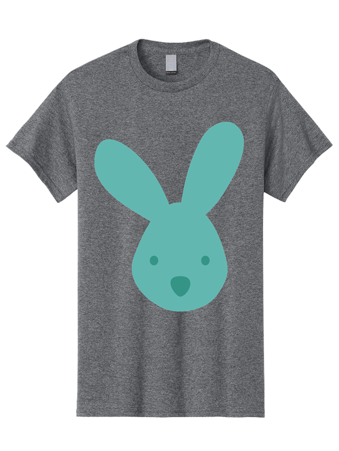Bunny-Head Men'S Graphic Tee, 100% Cotton, Comfortable Casual Summer Wear, Machine Washable, Cartoon Bunny, Teal Rabbit, Simple Design, Cute Face, Digital Illustration, Easter Theme, Minimalist Art, Pastel Colors Aac550 5