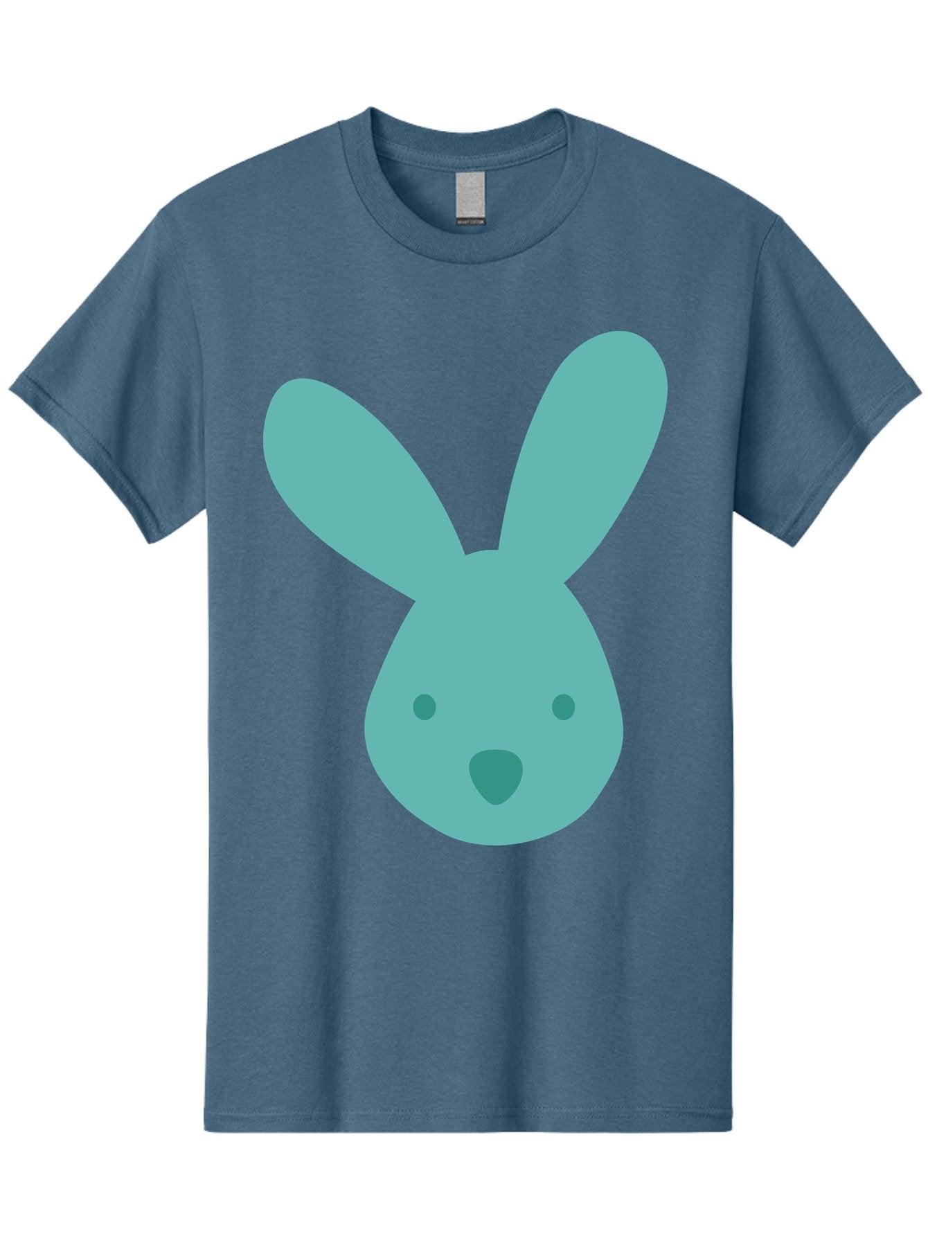 Bunny-Head Men'S Graphic Tee, 100% Cotton, Comfortable Casual Summer Wear, Machine Washable, Cartoon Bunny, Teal Rabbit, Simple Design, Cute Face, Digital Illustration, Easter Theme, Minimalist Art, Pastel Colors Aac550 7