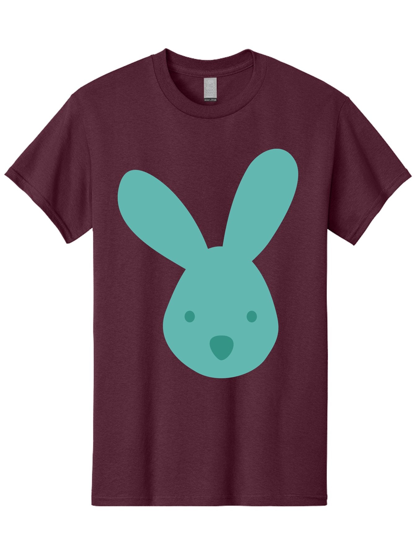 Bunny-Head Men'S Graphic Tee, 100% Cotton, Comfortable Casual Summer Wear, Machine Washable, Cartoon Bunny, Teal Rabbit, Simple Design, Cute Face, Digital Illustration, Easter Theme, Minimalist Art, Pastel Colors Aac550 10