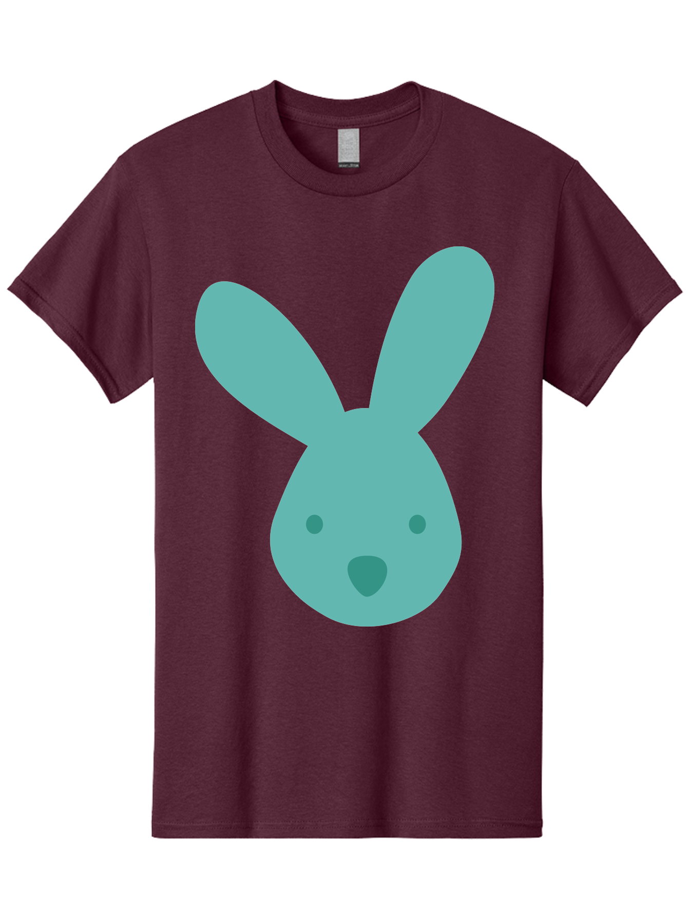 Bunny-Head Men'S Graphic Tee, 100% Cotton, Comfortable Casual Summer Wear, Machine Washable, Cartoon Bunny, Teal Rabbit, Simple Design, Cute Face, Digital Illustration, Easter Theme, Minimalist Art, Pastel Colors Aac550 27