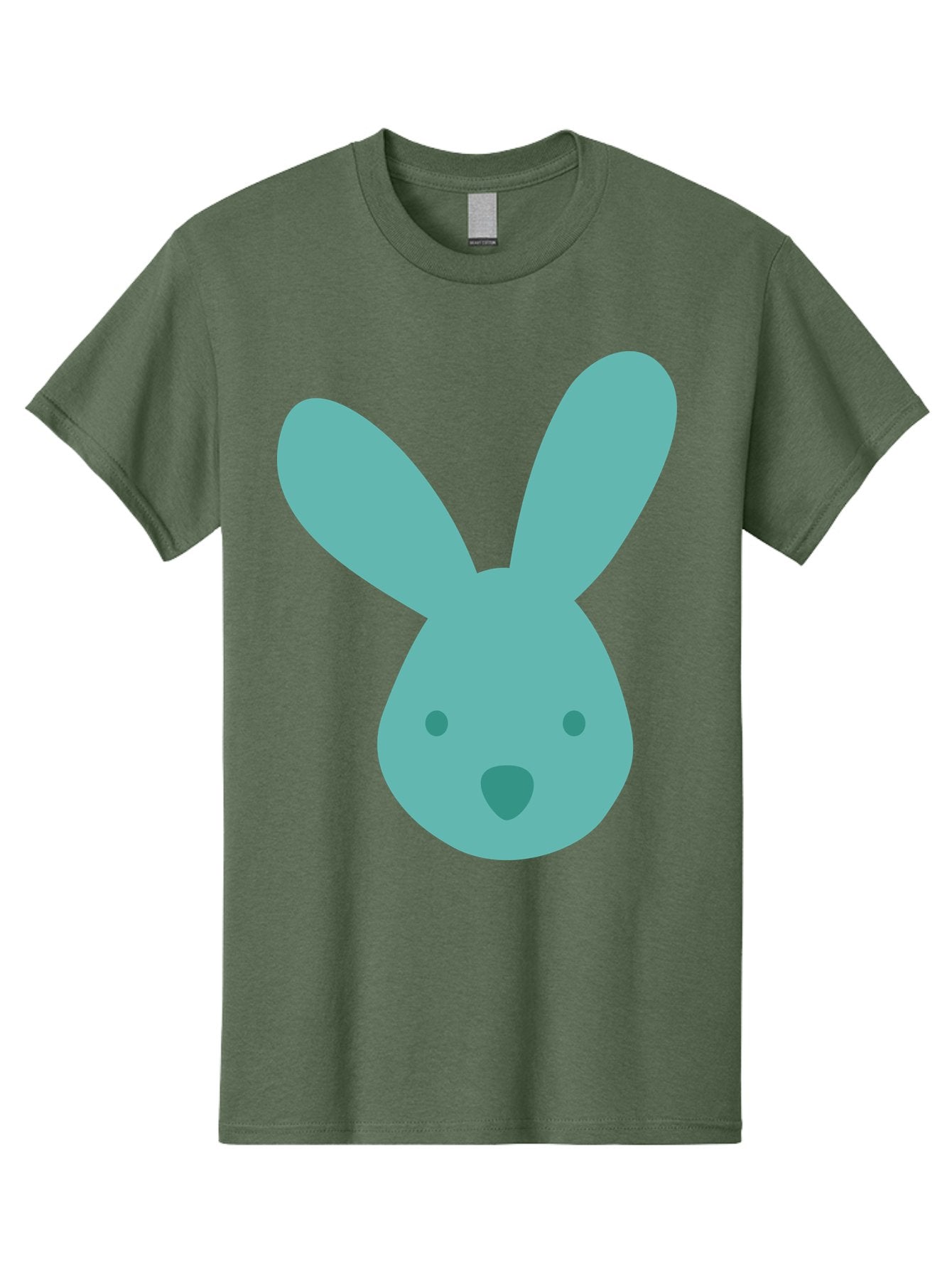 Bunny-Head Men'S Graphic Tee, 100% Cotton, Comfortable Casual Summer Wear, Machine Washable, Cartoon Bunny, Teal Rabbit, Simple Design, Cute Face, Digital Illustration, Easter Theme, Minimalist Art, Pastel Colors Aac550 3
