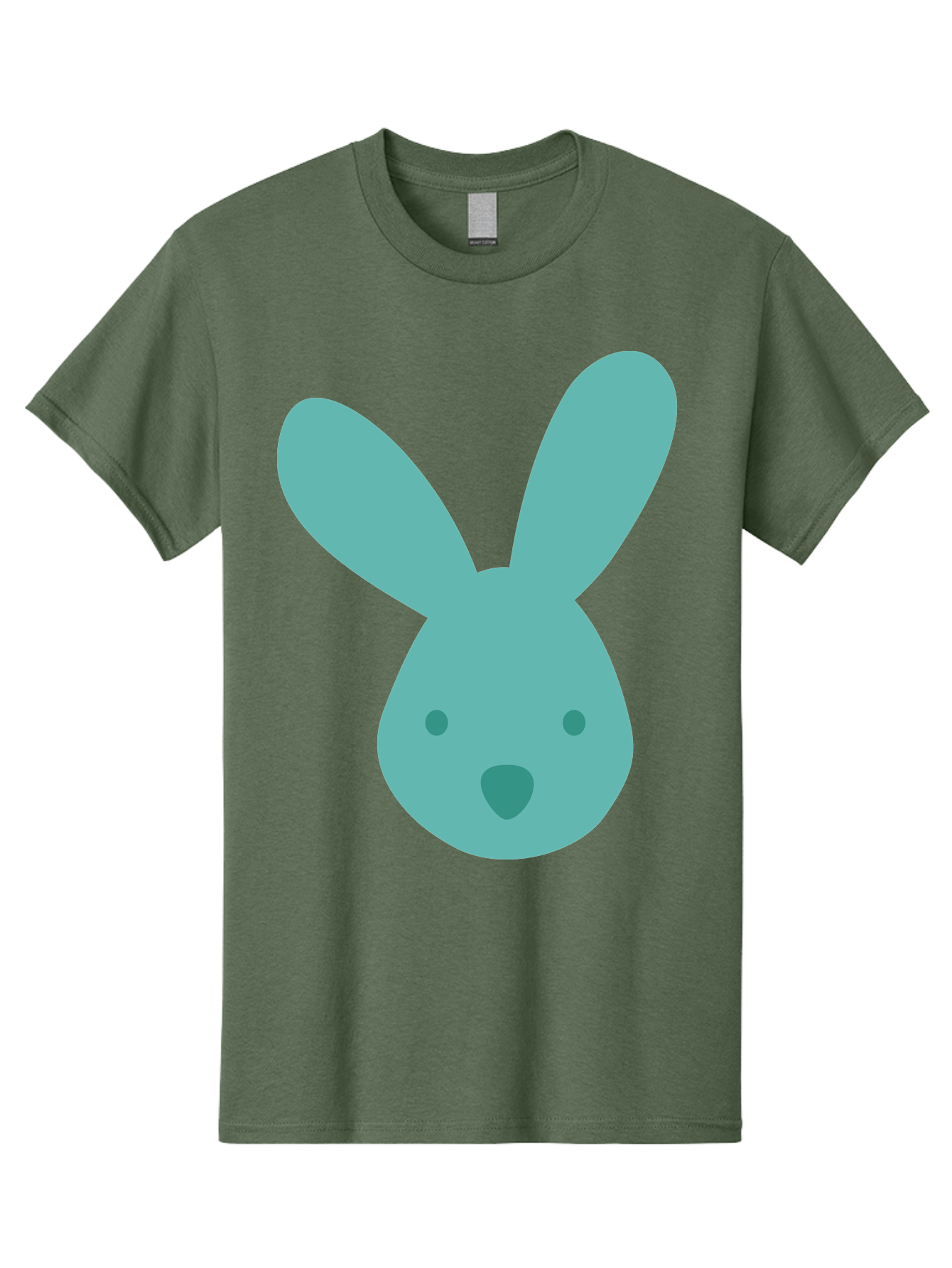 Bunny-Head Men'S Graphic Tee, 100% Cotton, Comfortable Casual Summer Wear, Machine Washable, Cartoon Bunny, Teal Rabbit, Simple Design, Cute Face, Digital Illustration, Easter Theme, Minimalist Art, Pastel Colors Aac550 17