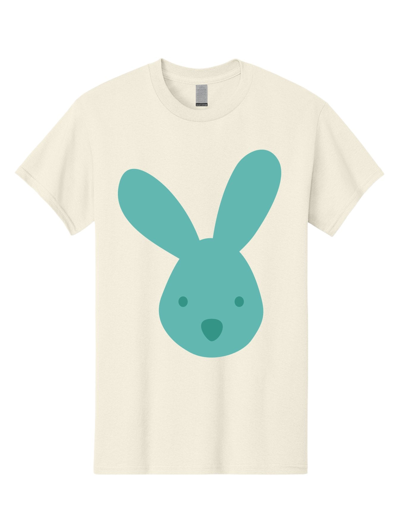 Bunny-Head Men'S Graphic Tee, 100% Cotton, Comfortable Casual Summer Wear, Machine Washable, Cartoon Bunny, Teal Rabbit, Simple Design, Cute Face, Digital Illustration, Easter Theme, Minimalist Art, Pastel Colors Aac550