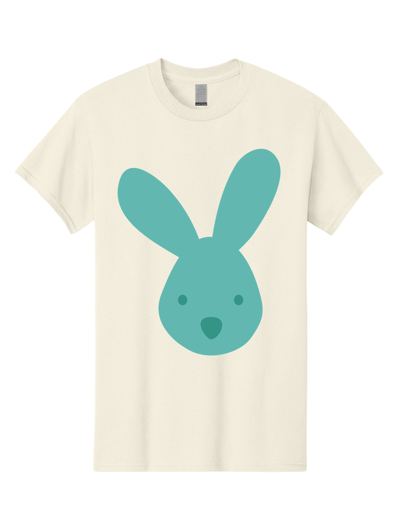 Bunny-Head Men'S Graphic Tee, 100% Cotton, Comfortable Casual Summer Wear, Machine Washable, Cartoon Bunny, Teal Rabbit, Simple Design, Cute Face, Digital Illustration, Easter Theme, Minimalist Art, Pastel Colors Aac550 21