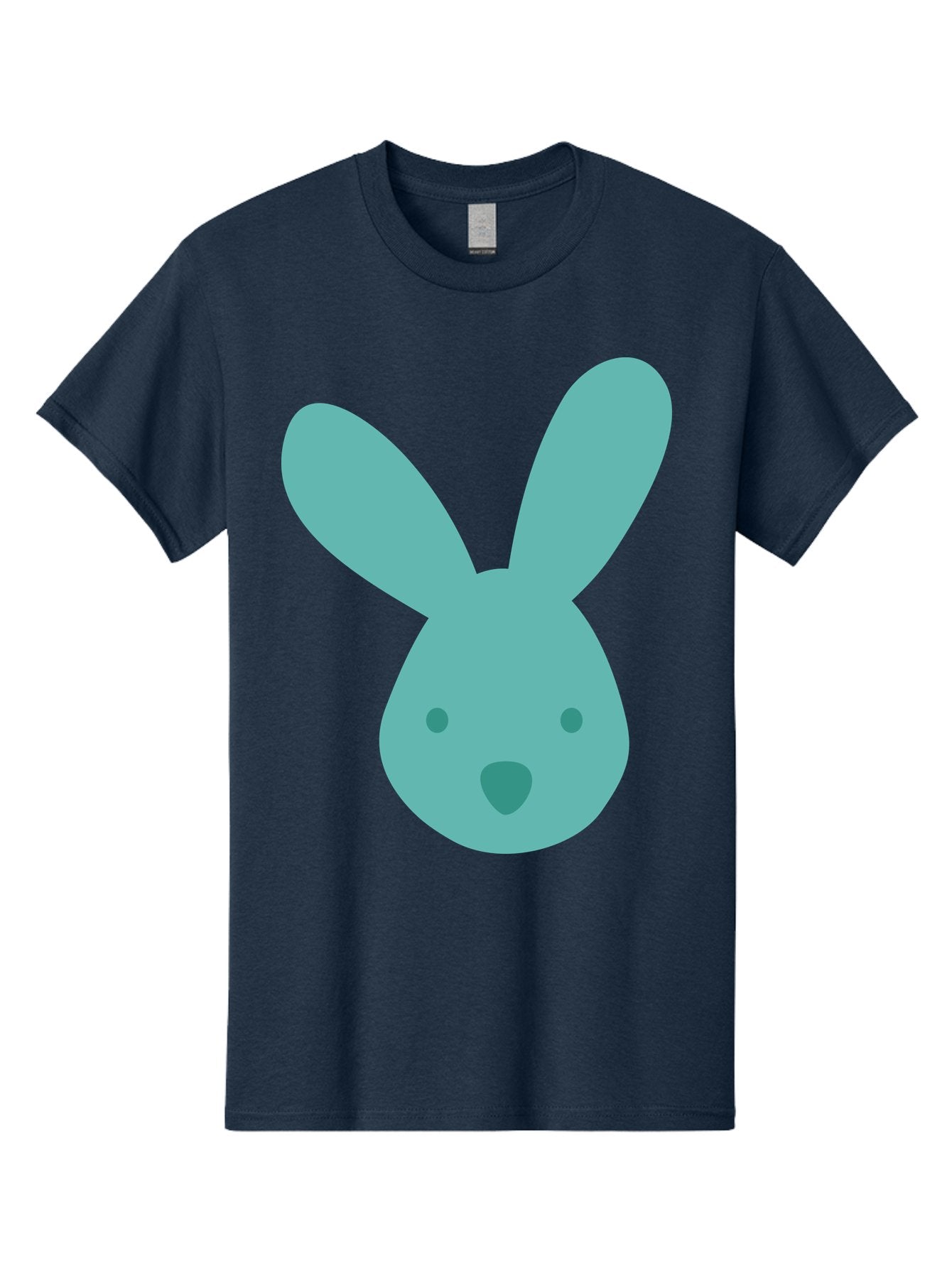Bunny-Head Men'S Graphic Tee, 100% Cotton, Comfortable Casual Summer Wear, Machine Washable, Cartoon Bunny, Teal Rabbit, Simple Design, Cute Face, Digital Illustration, Easter Theme, Minimalist Art, Pastel Colors Aac550 8