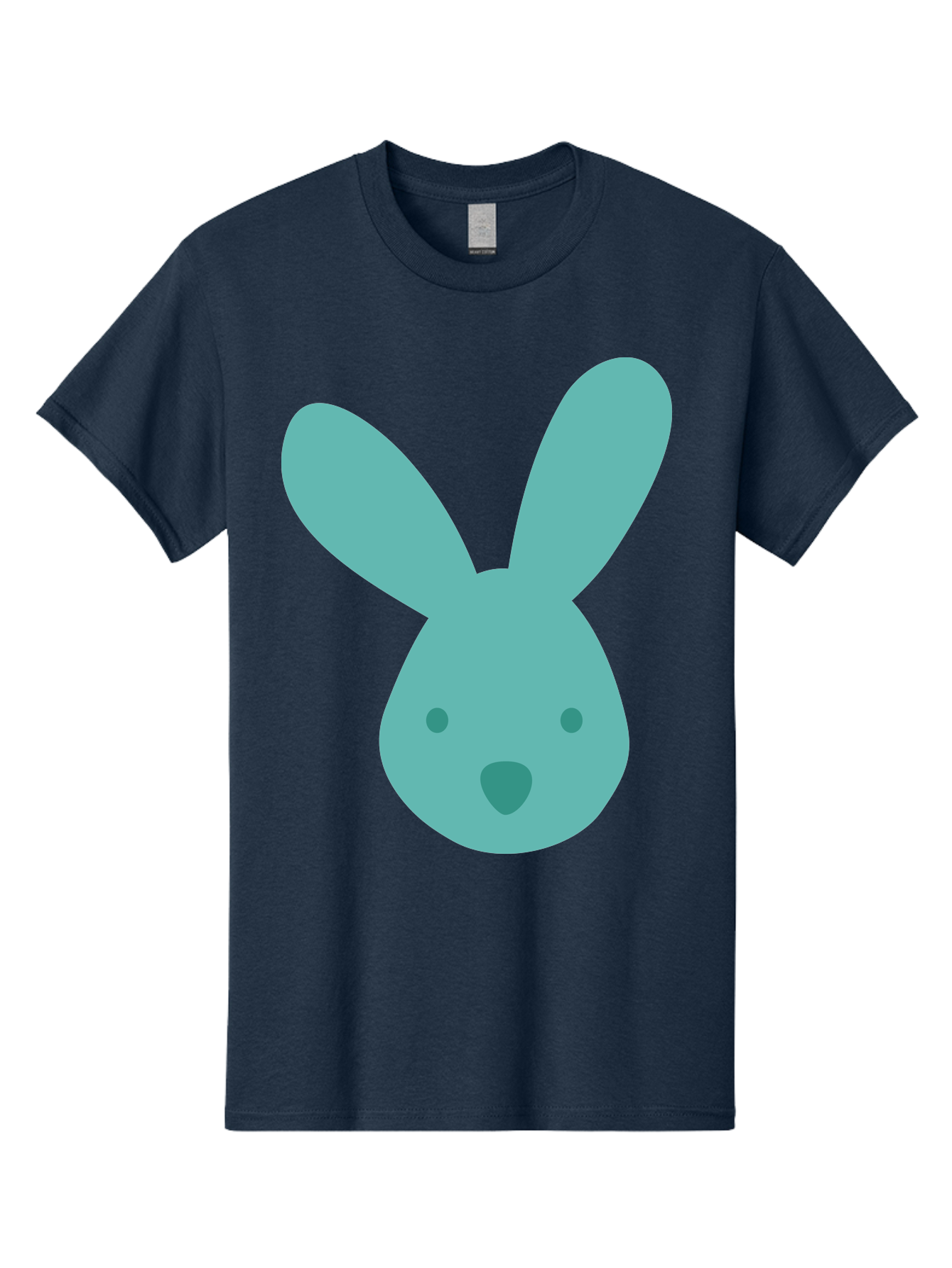 Bunny-Head Men'S Graphic Tee, 100% Cotton, Comfortable Casual Summer Wear, Machine Washable, Cartoon Bunny, Teal Rabbit, Simple Design, Cute Face, Digital Illustration, Easter Theme, Minimalist Art, Pastel Colors Aac550 11