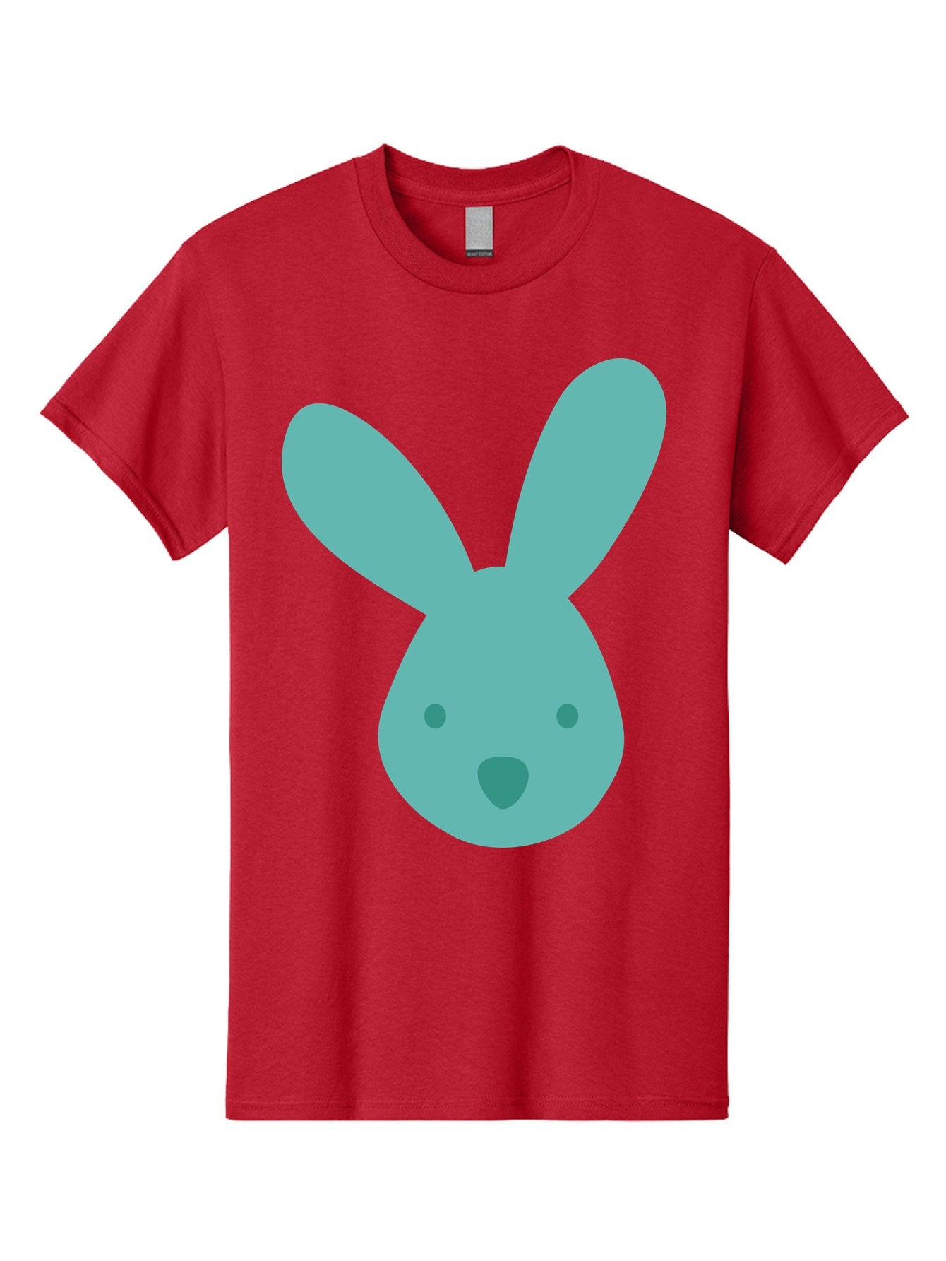 Bunny-Head Men'S Graphic Tee, 100% Cotton, Comfortable Casual Summer Wear, Machine Washable, Cartoon Bunny, Teal Rabbit, Simple Design, Cute Face, Digital Illustration, Easter Theme, Minimalist Art, Pastel Colors Aac550 15