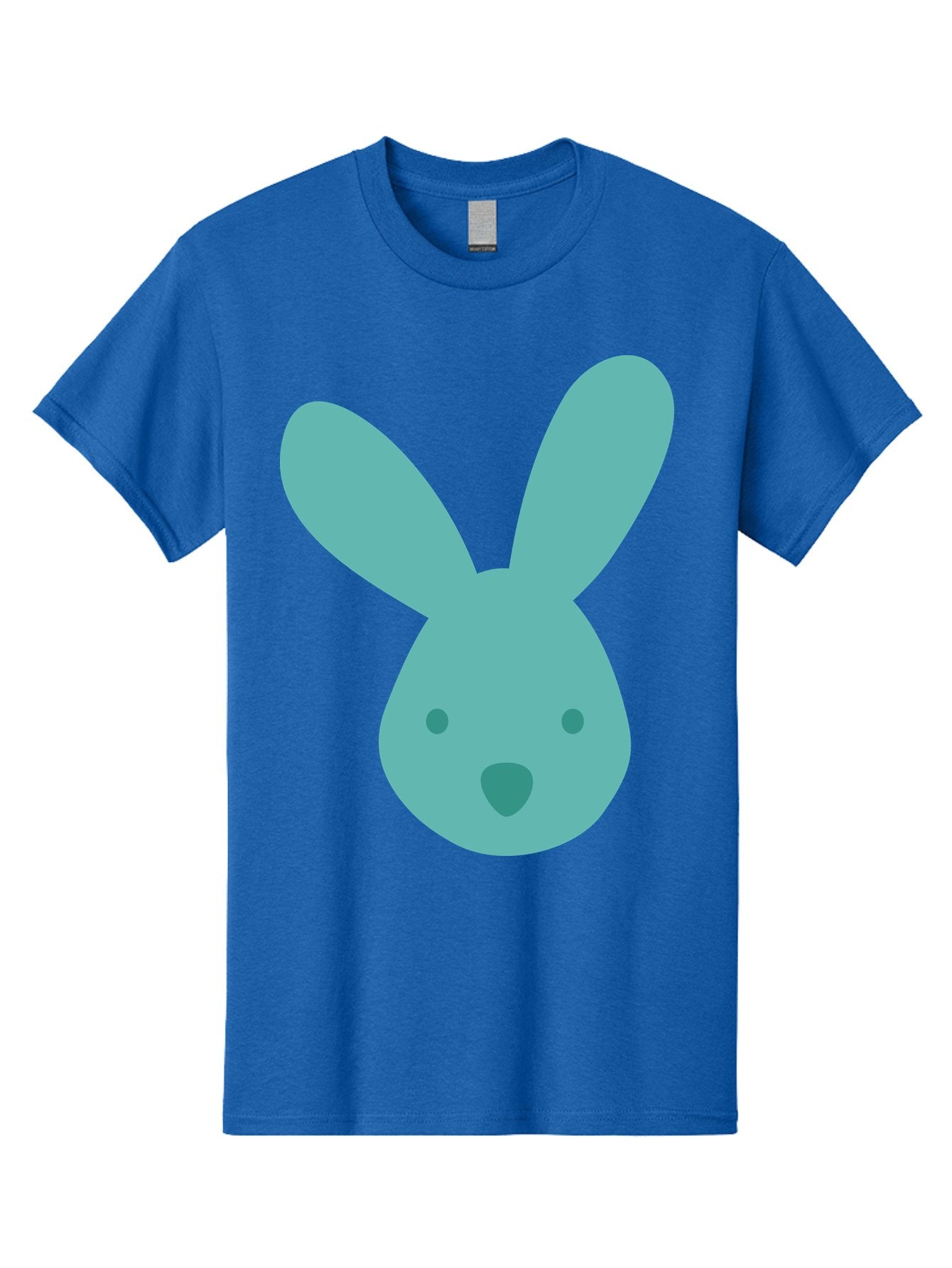 Bunny-Head Men'S Graphic Tee, 100% Cotton, Comfortable Casual Summer Wear, Machine Washable, Cartoon Bunny, Teal Rabbit, Simple Design, Cute Face, Digital Illustration, Easter Theme, Minimalist Art, Pastel Colors Aac550 4
