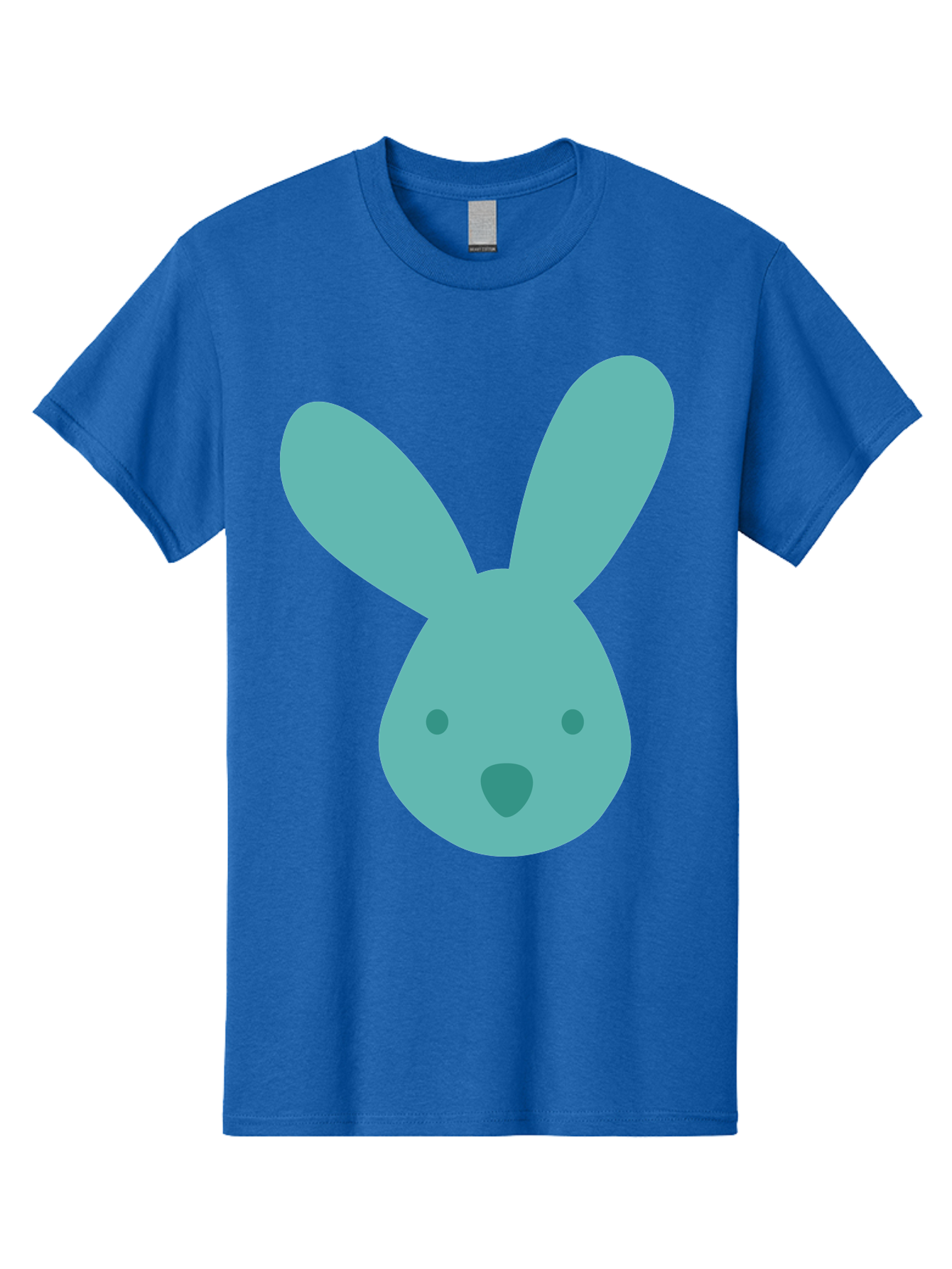 Bunny-Head Men'S Graphic Tee, 100% Cotton, Comfortable Casual Summer Wear, Machine Washable, Cartoon Bunny, Teal Rabbit, Simple Design, Cute Face, Digital Illustration, Easter Theme, Minimalist Art, Pastel Colors Aac550 23