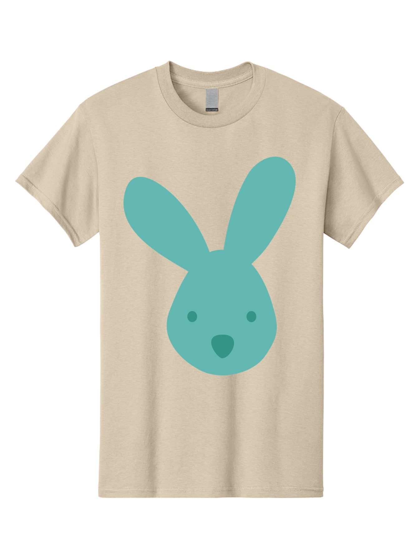 Bunny-Head Men'S Graphic Tee, 100% Cotton, Comfortable Casual Summer Wear, Machine Washable, Cartoon Bunny, Teal Rabbit, Simple Design, Cute Face, Digital Illustration, Easter Theme, Minimalist Art, Pastel Colors Aac550 9