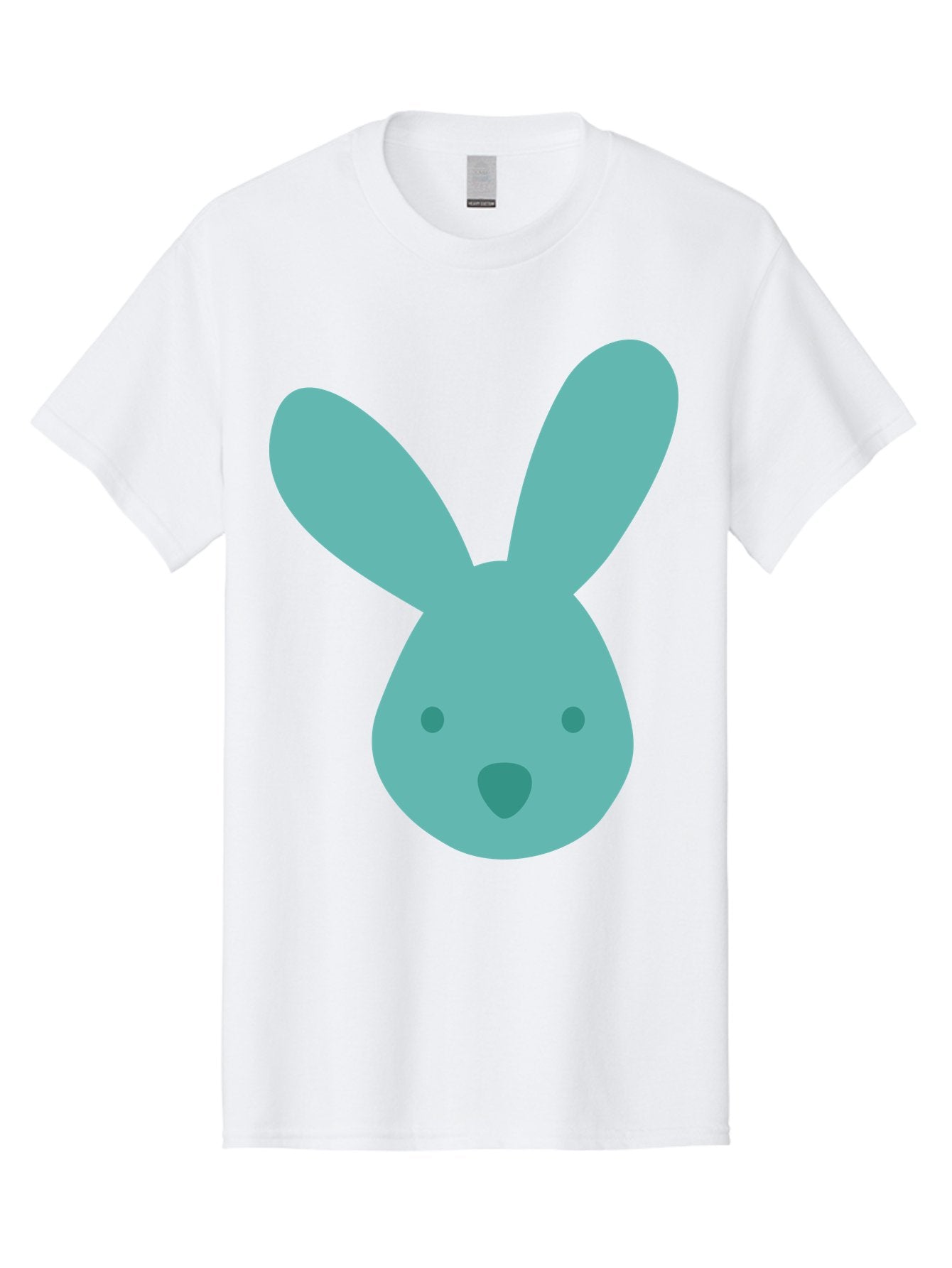 Bunny-Head Men'S Graphic Tee, 100% Cotton, Comfortable Casual Summer Wear, Machine Washable, Cartoon Bunny, Teal Rabbit, Simple Design, Cute Face, Digital Illustration, Easter Theme, Minimalist Art, Pastel Colors Aac550 11