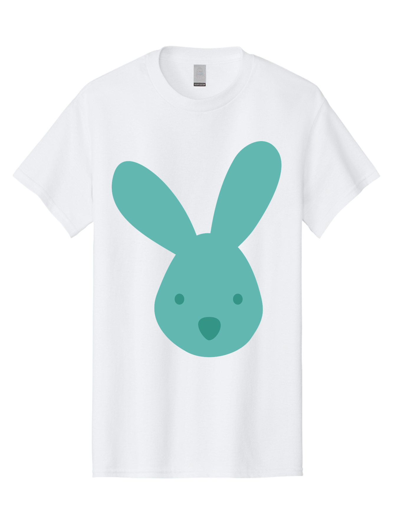 Bunny-Head Men'S Graphic Tee, 100% Cotton, Comfortable Casual Summer Wear, Machine Washable, Cartoon Bunny, Teal Rabbit, Simple Design, Cute Face, Digital Illustration, Easter Theme, Minimalist Art, Pastel Colors Aac550 7